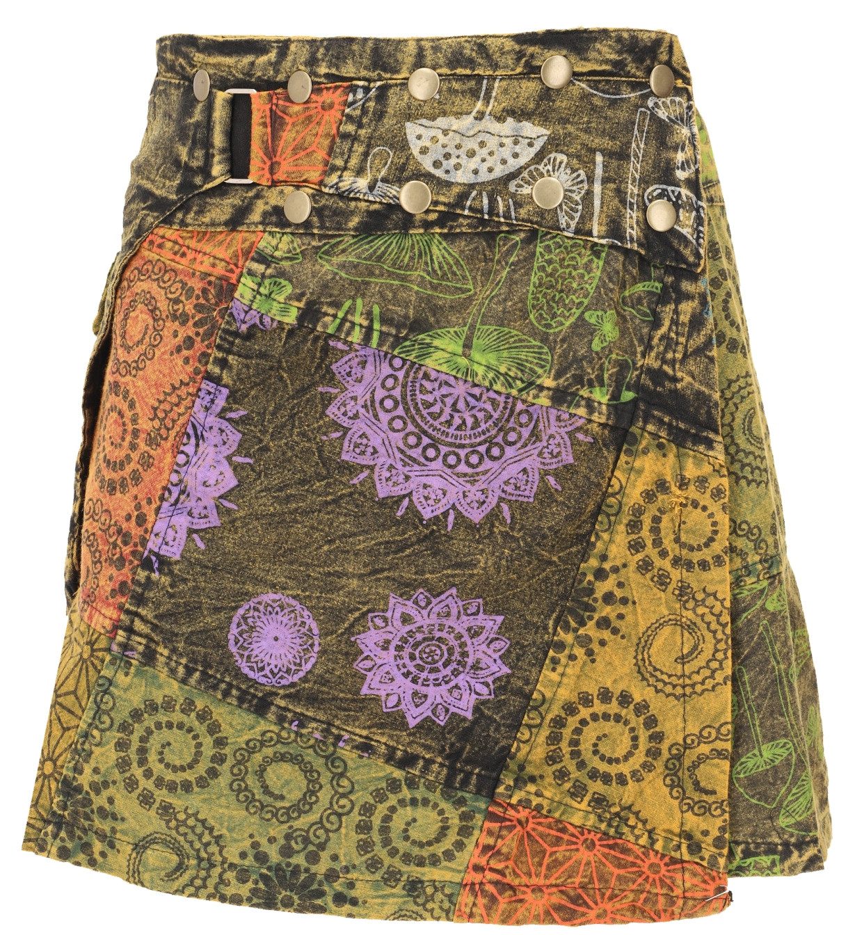 Guru-Shop Minirock Wickelrock, kurzer Rock, Cacheur, Stonewash.. alternative Bekleidung