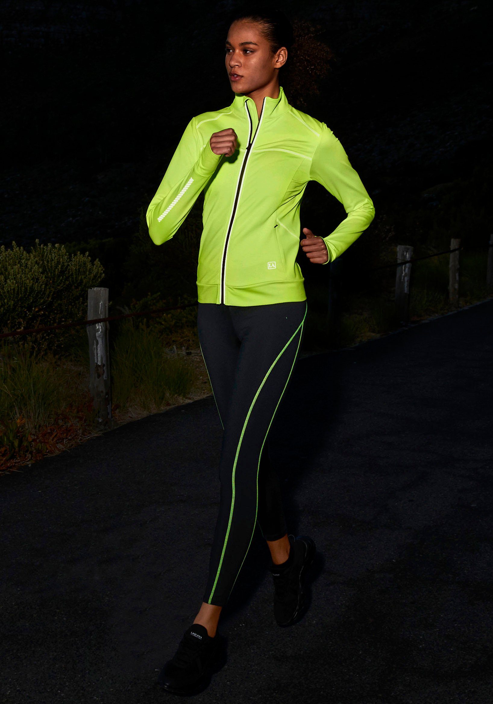 LASCANA ACTIVE Laufjacke Thermo Lime Details reflektierenden mit