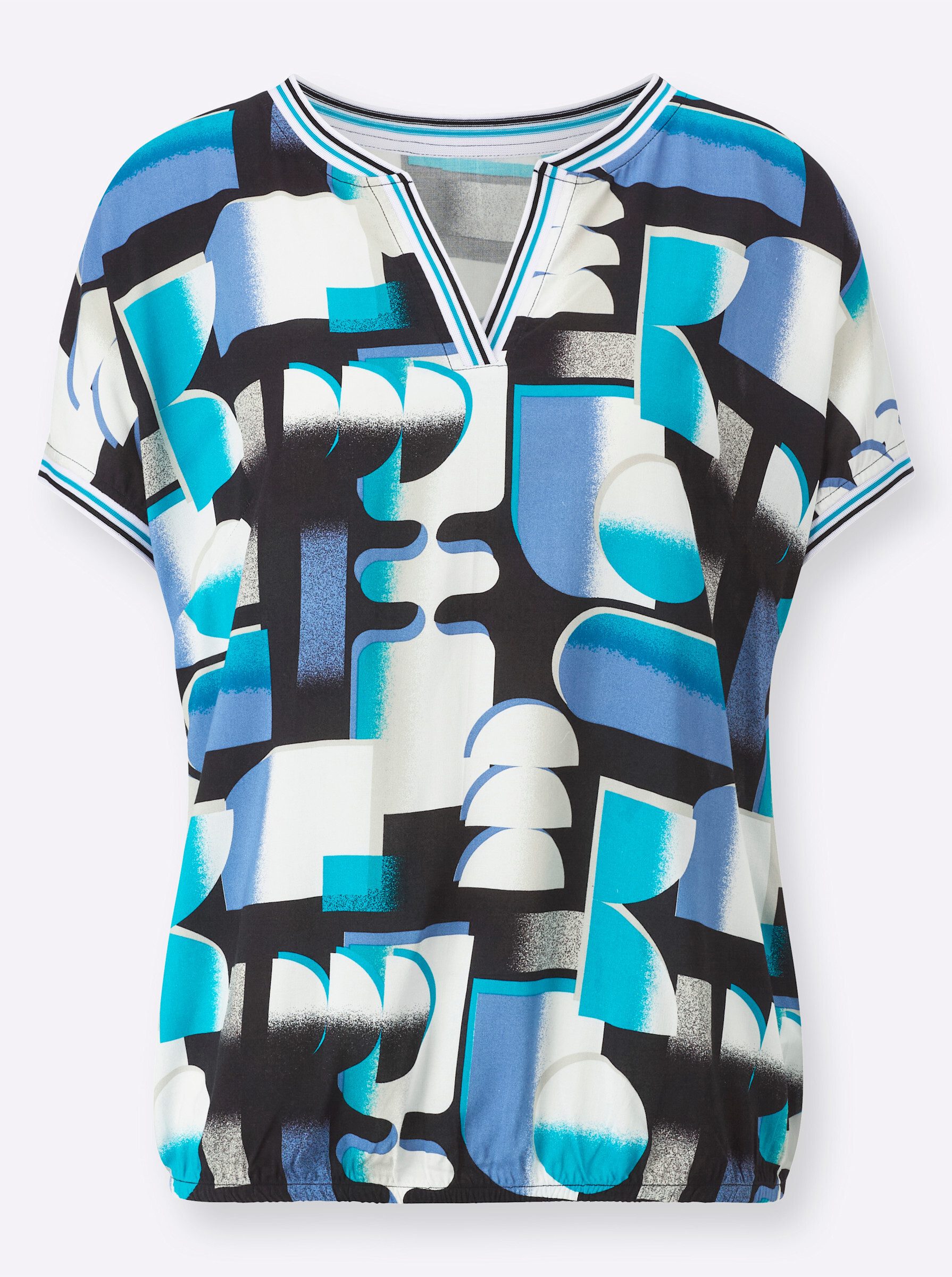 Klassische Bluse Druckbluse Kurzarm