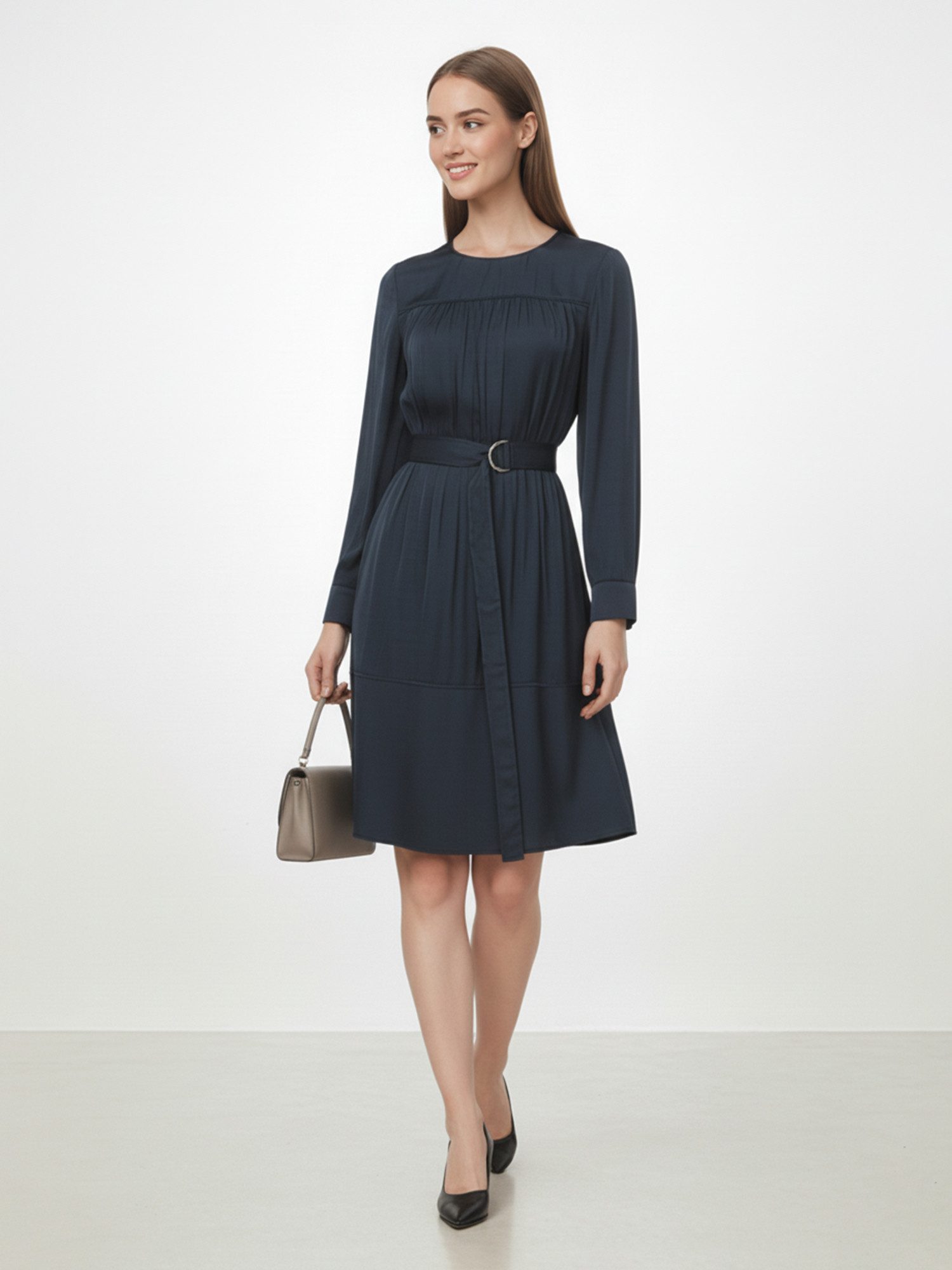 LAPA PLUS Midikleid Elegantes drapiertes Satin-Kleid günstig online kaufen