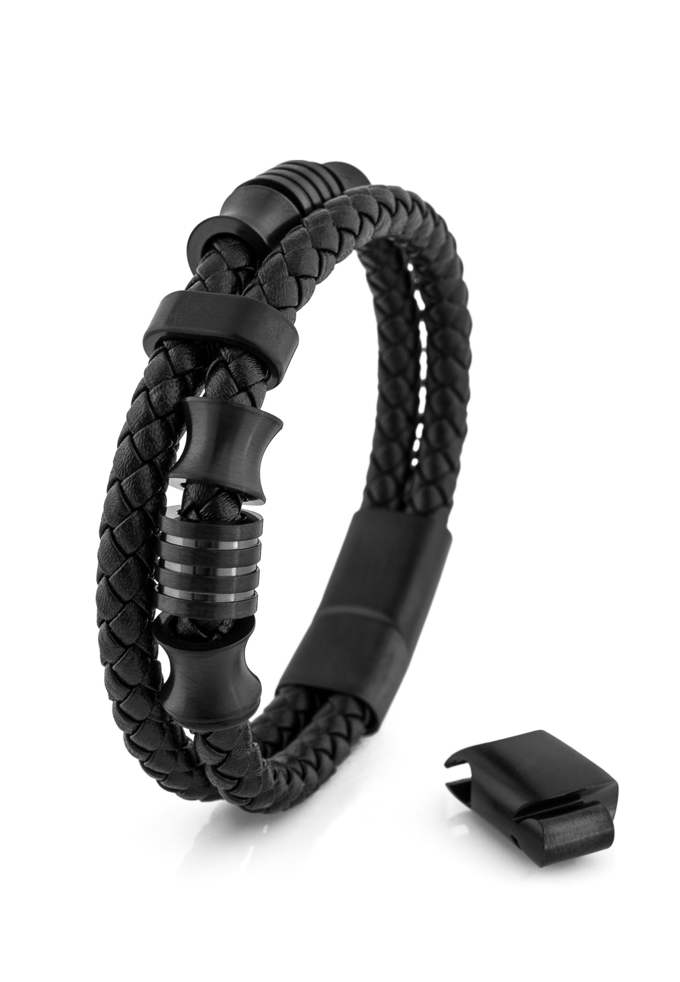 Akitsune Armband Gracilitas Leather Bracelet Matte Black - Black