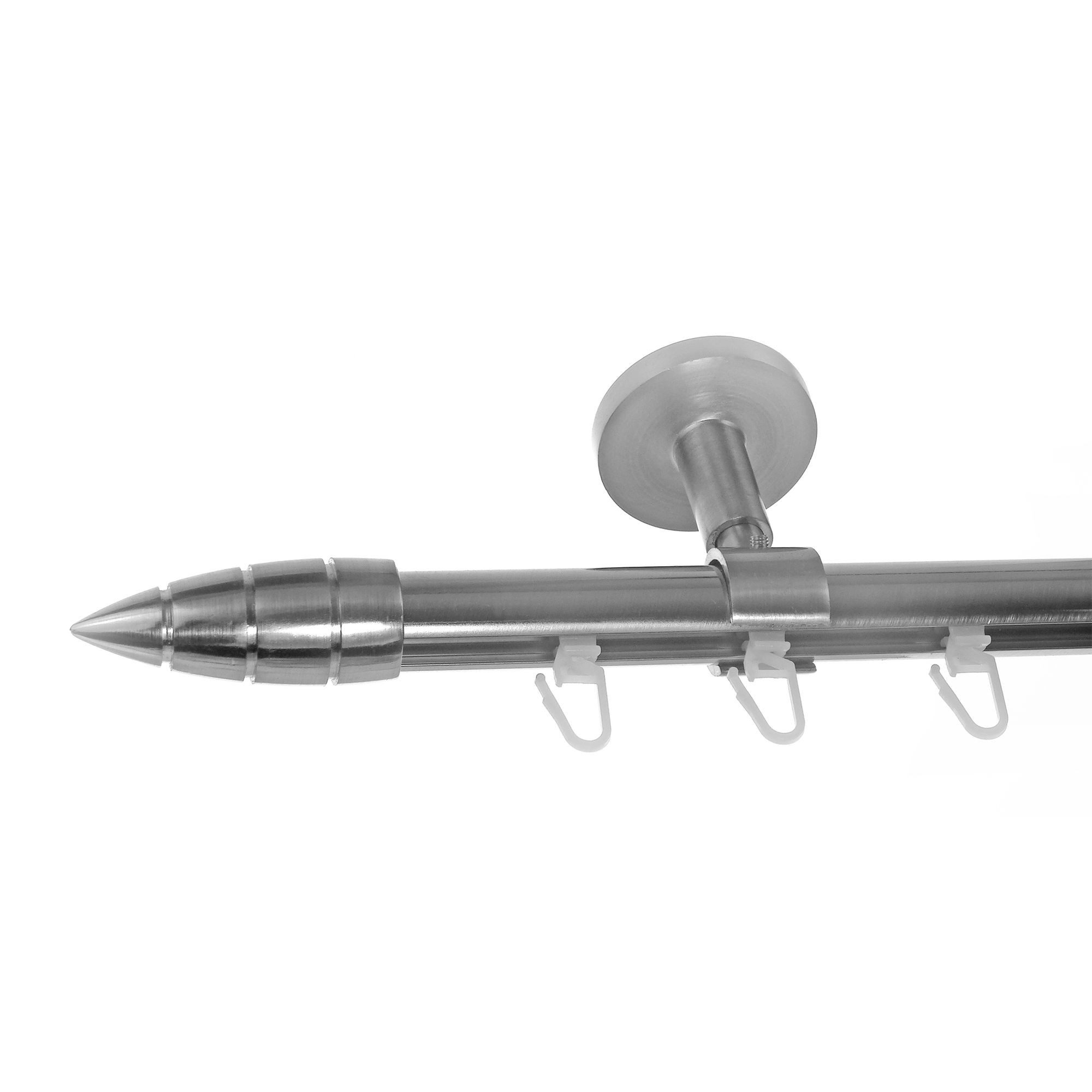 BASIT Gardinenstange Innenlauf Edelstahloptik 20mm mit Deckenträgern 280 cm E81, Ø 20 mm, 1-läufig, verschraubt, Aluminium, D30 280 cm E81 Spitze mit Rillen