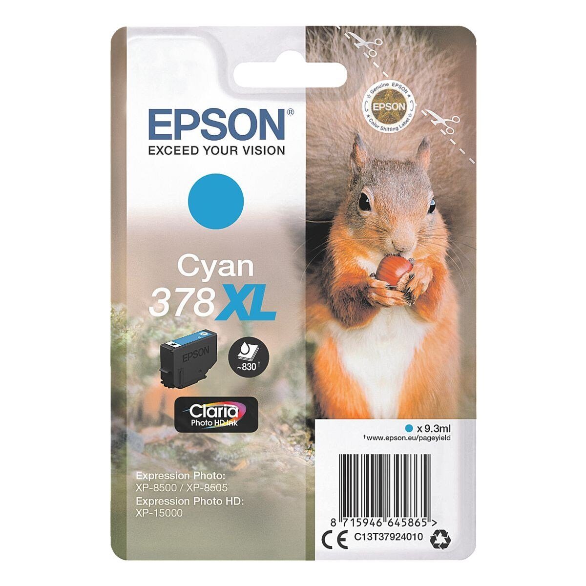 Epson 378XL Tintenpatrone (Original Druckerpatrone, cyan)