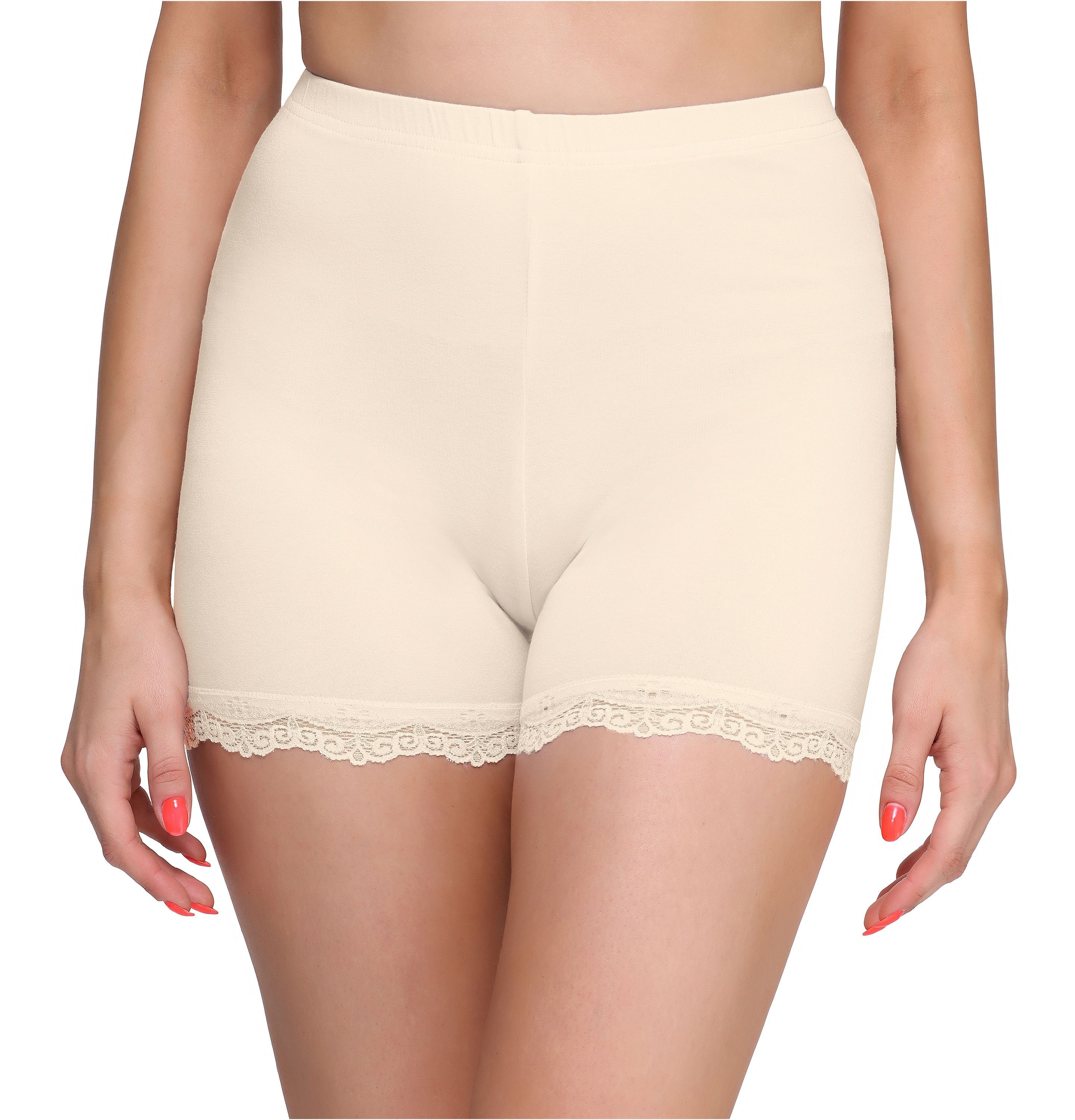 Merry Style Leggings Damen Shorts Radlerhose Unterhose Hotpants Boxershorts MS10-294 (1-tlg) elastischer Bund Ecru