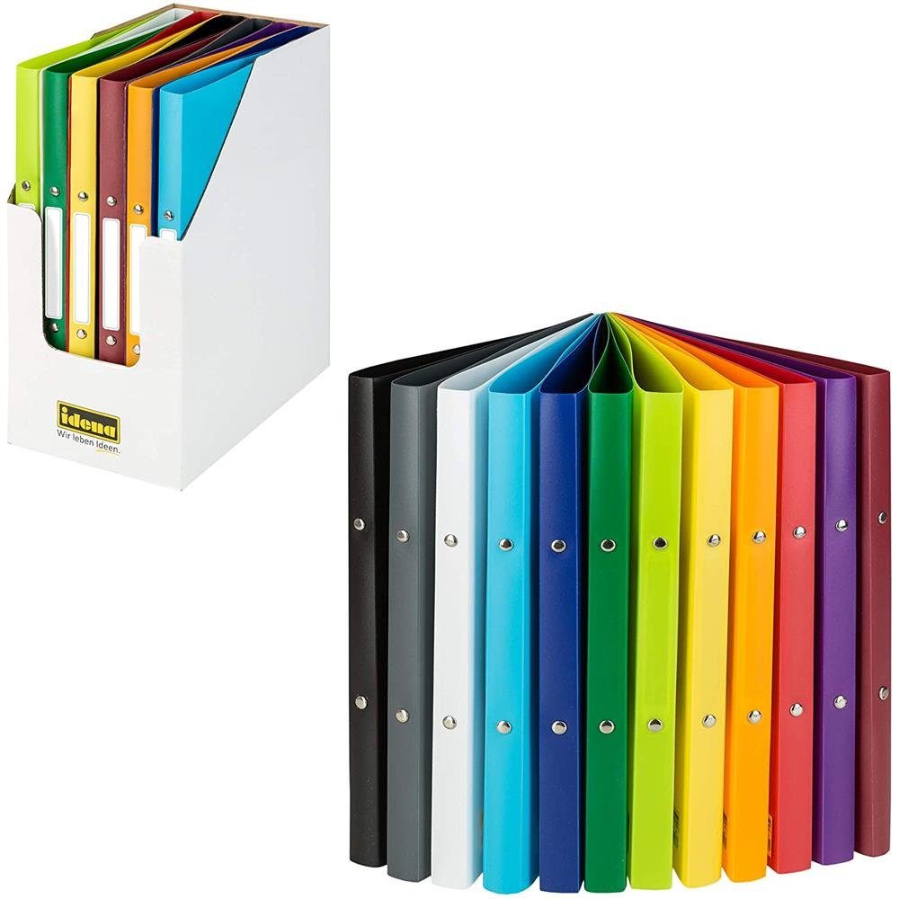 Idena Ringbuchmappe 10426 Ringbuch DIN A4, 12er Set, 2-Ring-Mechanik, 20 mm breit, in 12 unterschiedlichen Farben