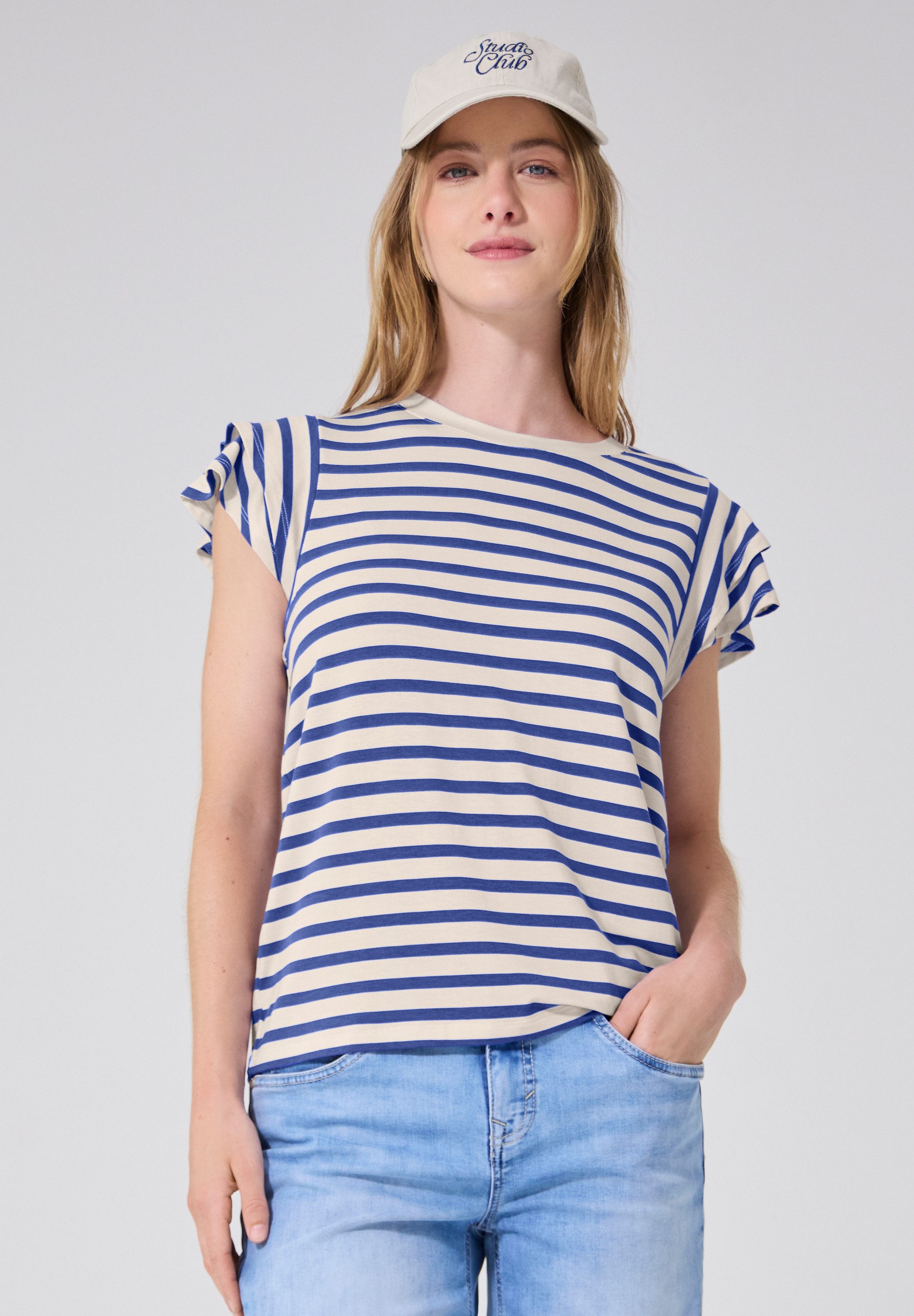 STREET ONE STUDIO Rundhalsshirt mit Volantärmeln