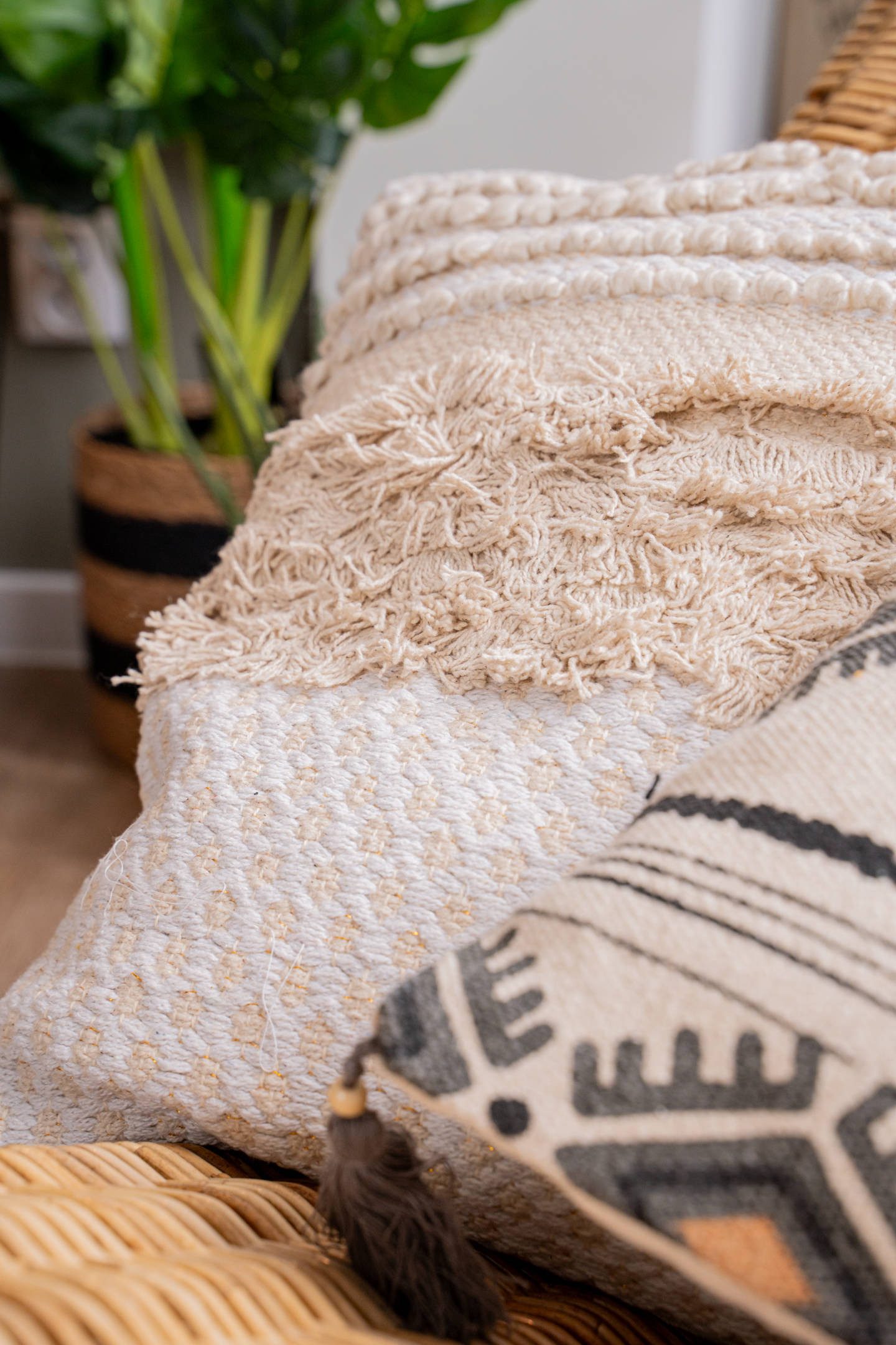 Atmosphera Créateur d'intérieur Dekokissen Dekokissen Cot Sand, Baumwolle, Boho, 40 x 40 cm