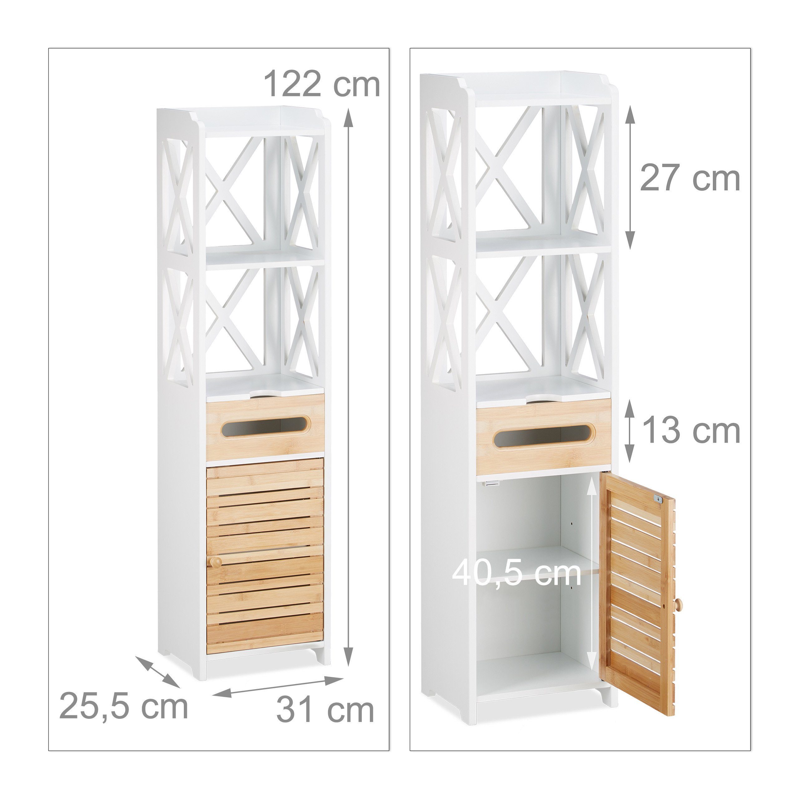 Badezimmerschrank Bambus Badregal & aus MDF relaxdays