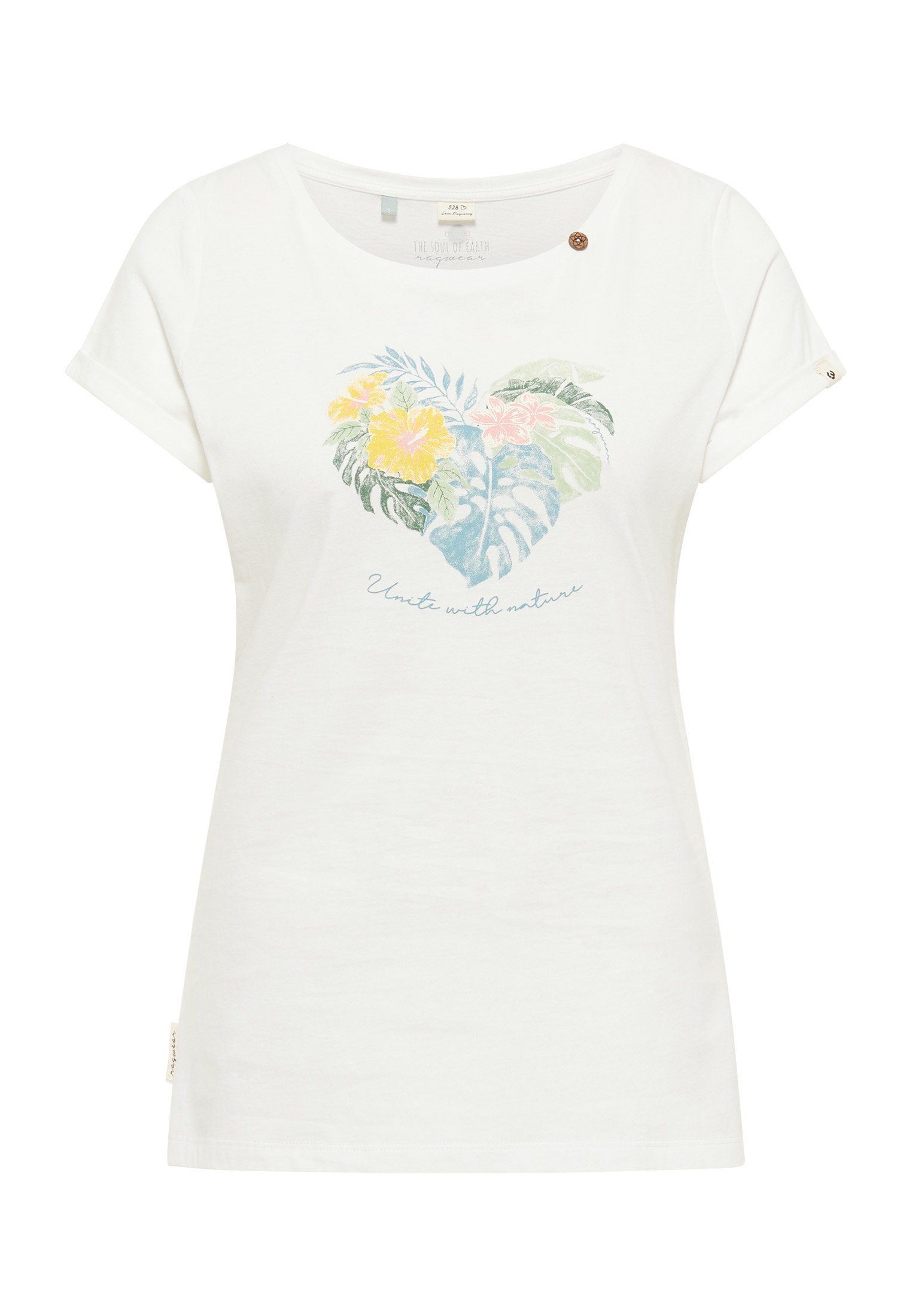 Mode Vegane Nachhaltige & Ragwear UNI WHITE PRINT FLORAH T-Shirt ORGANIC
