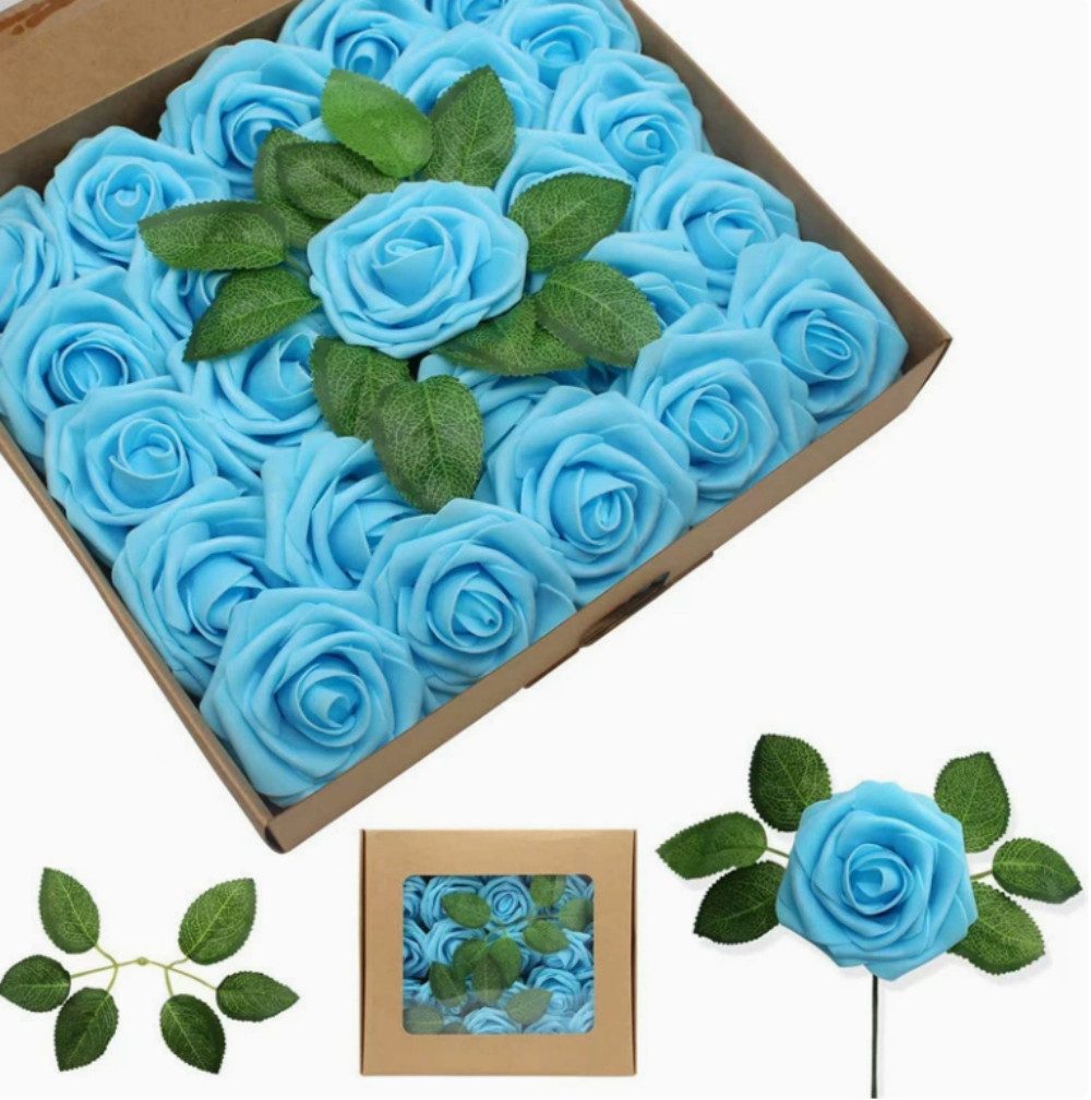 Kunstblume Künstliche Blumen Rosen, 25 Stück Deko Blumen Fake Rosen kunstblume, XDeer, für DIY Hochzeit, Valentinstag,Blumensträuße Braut Zuhause Dekoration