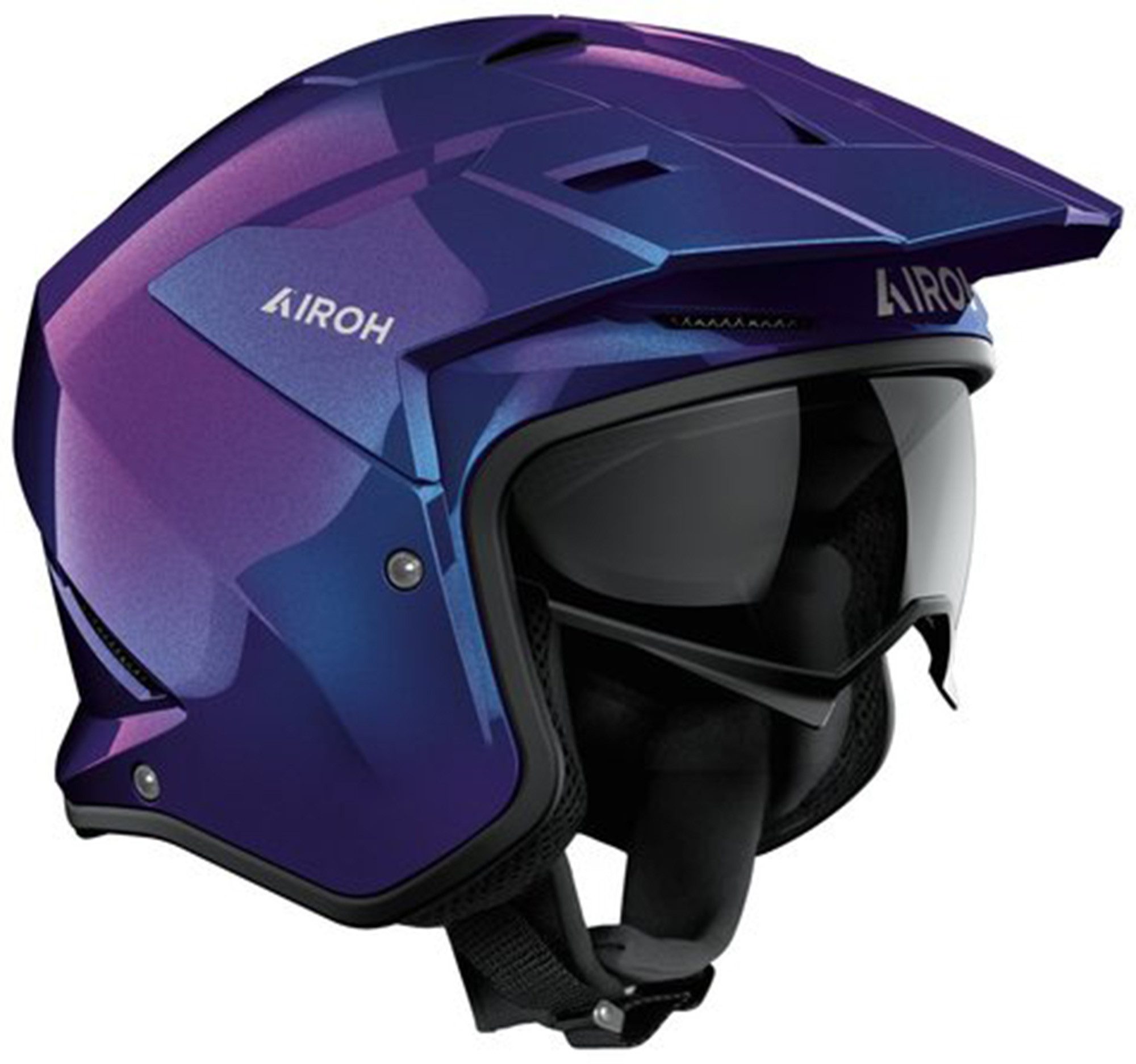 Airoh Motorradhelm Kombakt Shimmer Jethelm, vorbereitet für Kommunikationssystem,integriertes Sonnenvisier
