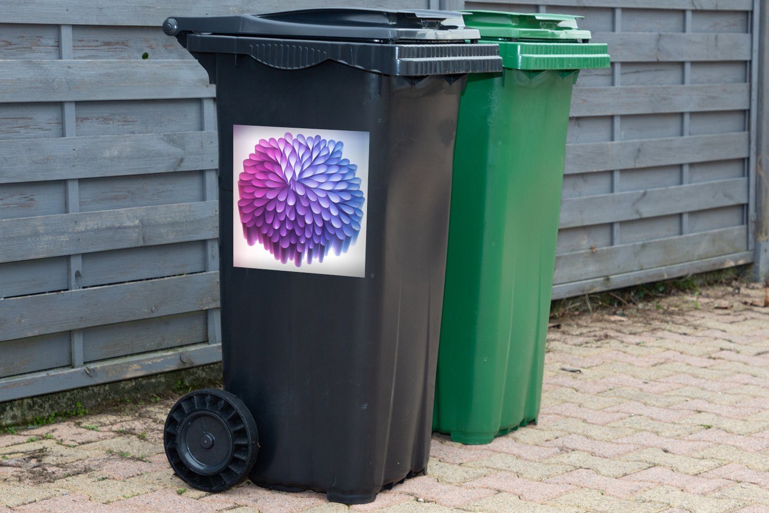 (1 Container, MuchoWow Violette Mülltonne, Wandsticker Papier Mülleimer-aufkleber, Geometrie Sticker, aus St), Abfalbehälter