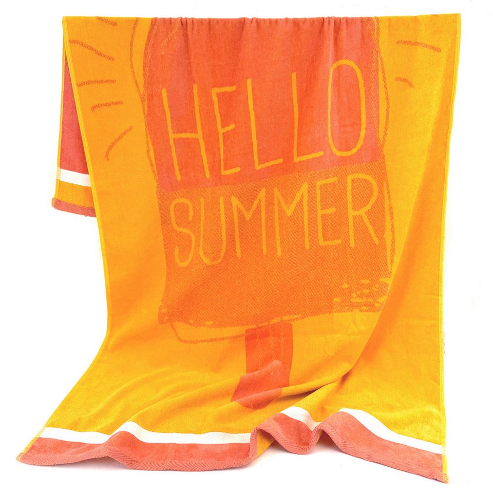 heimtexland Strandtuch Badetuch Handtuch Duschtuch Sommer XL 90x160 cm, Jacquard Velours (Stück, 1-St), weicher Jacquard Velours mit saugstarker Frottier Rückseite