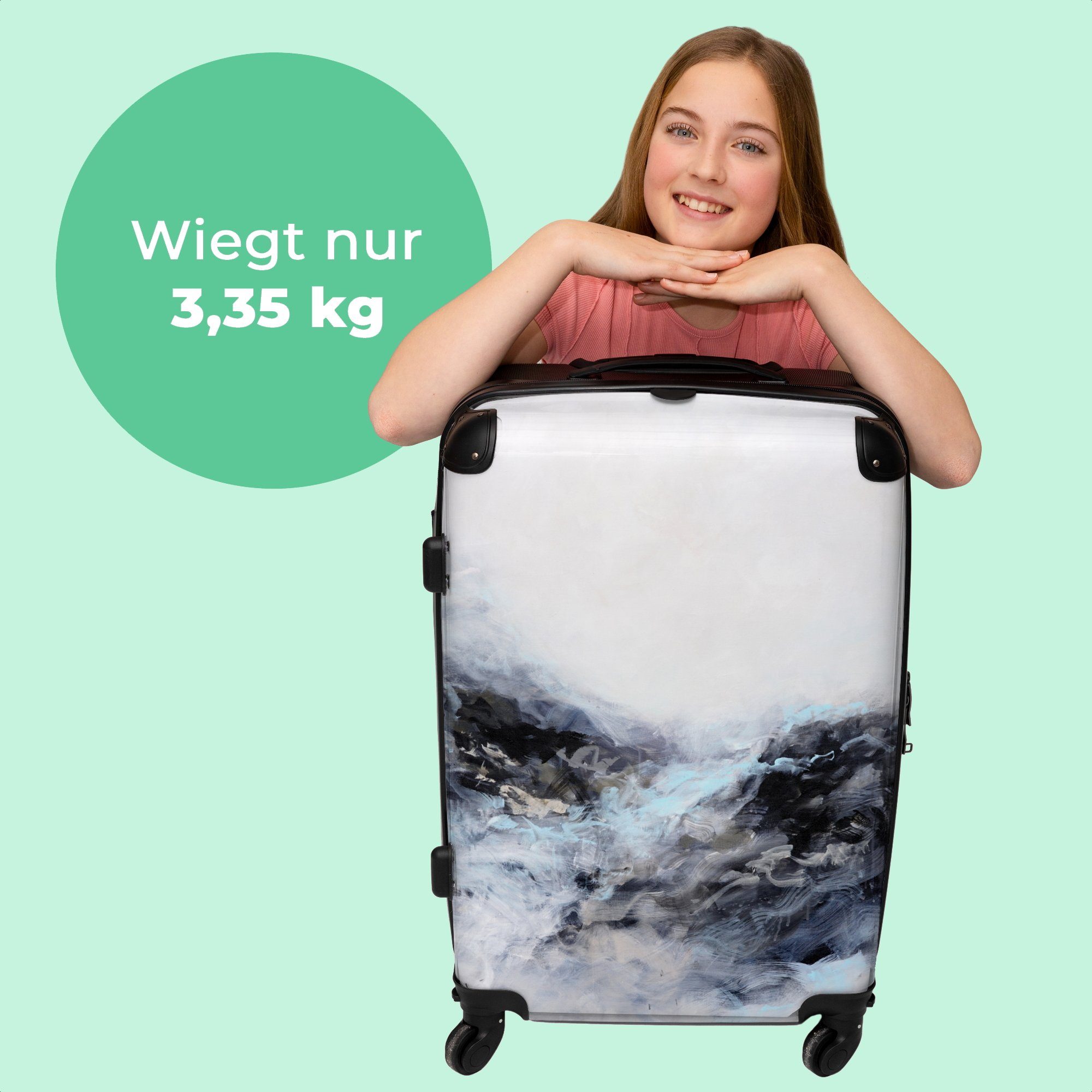 - 67x43x25cm Rollen, - NoBoringSuitcases.com© Reisekoffer mit Schwarz Weiß - 4 Koffer Trolley Aufgabegepäck - Farbe Abstrakt, Rollen Rollkoffer Große 4