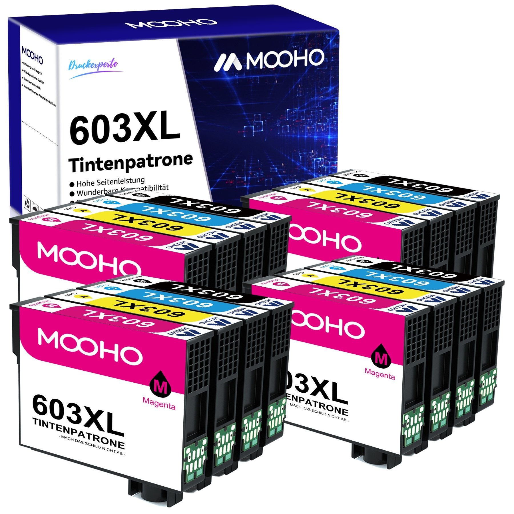 4x 2835 Gelb für 2810 Magenta, 4x 4x MOOHO 4x Cyan, 603XL EPSON (16er-pack) Schwarz, 2850 Tintenpatrone WF-2830