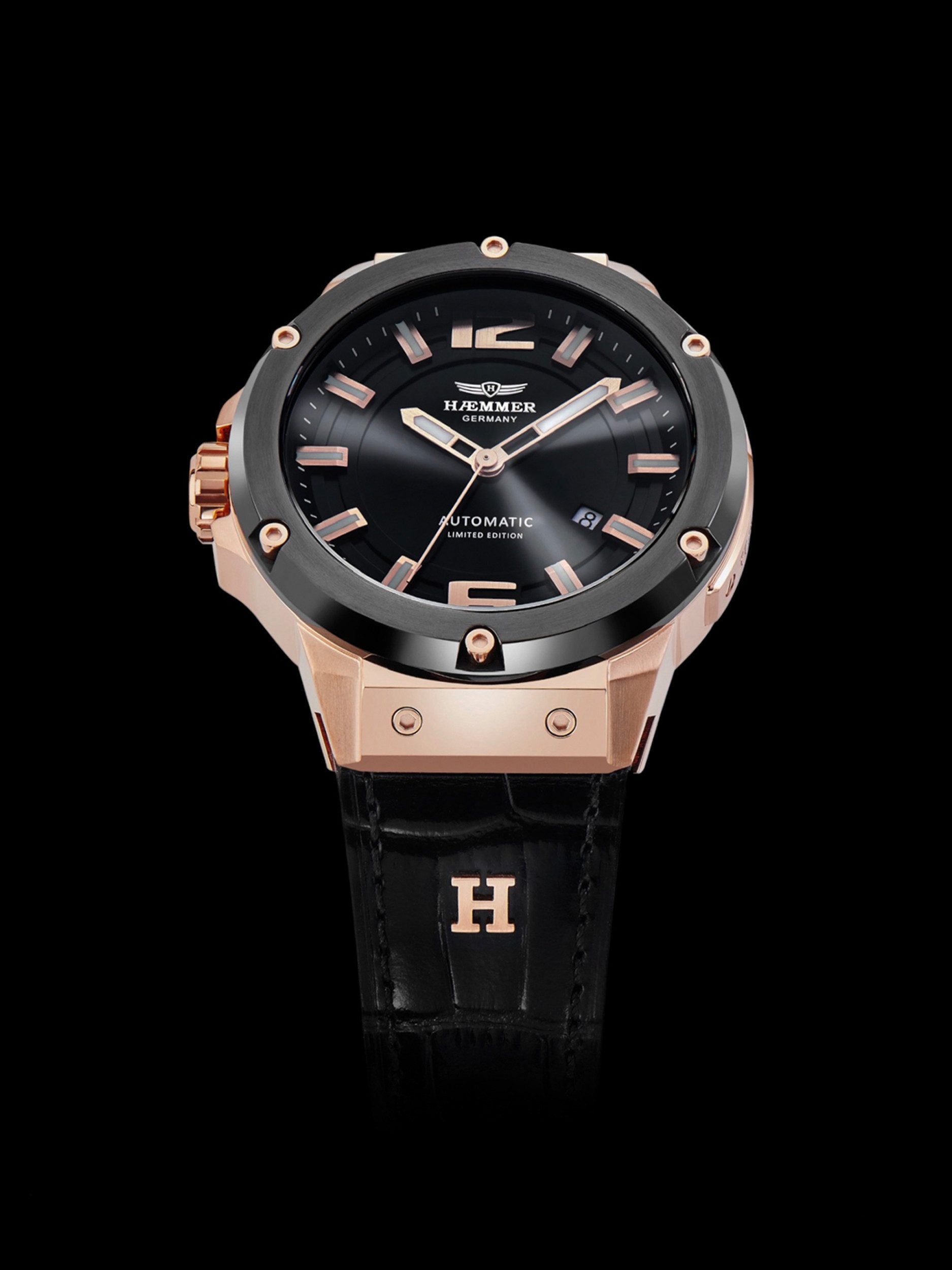 HAEMMER GERMANY Automatikuhr MECHANO MC-001, Armbanduhr, Herrenuhr, Mechanische Uhr, analog, Tag