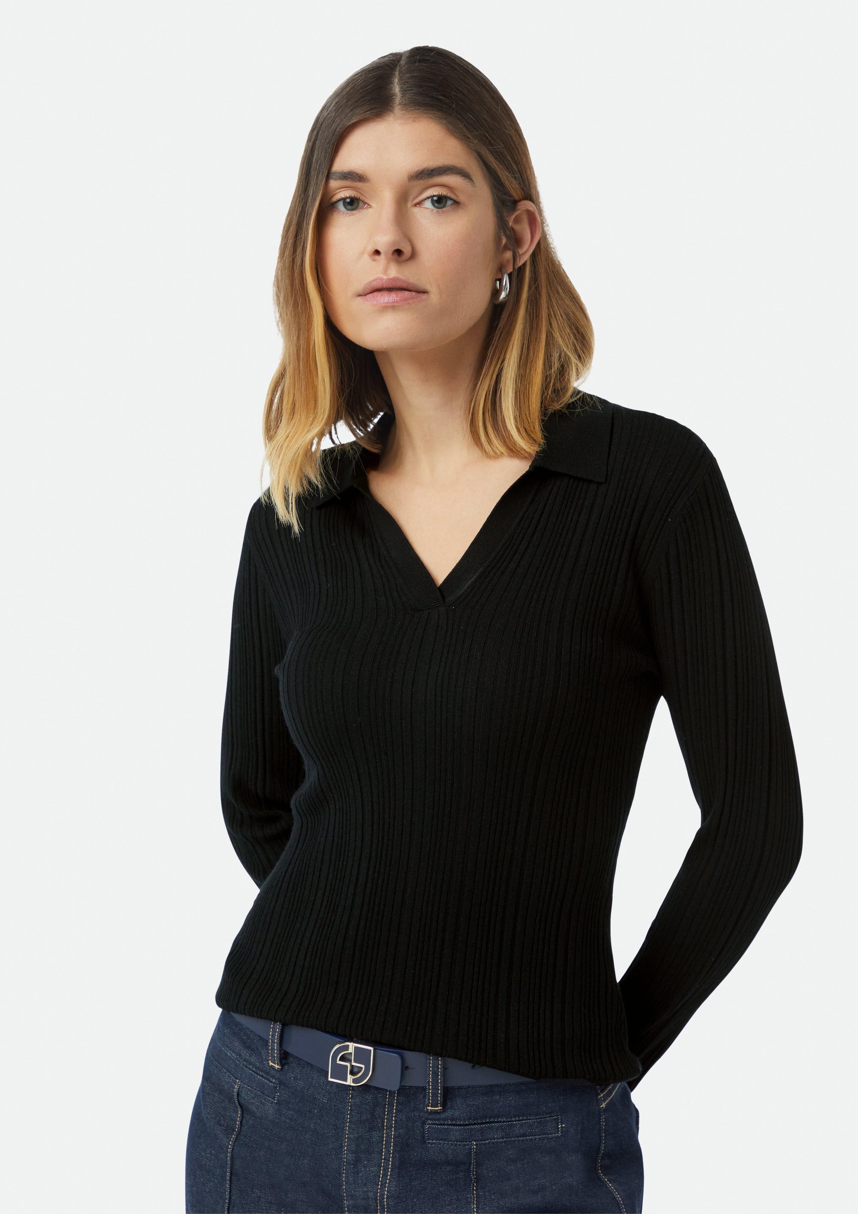 Comma Langarmshirt Elastischer Slim-Fit-Pullover mit Polokragen günstig online kaufen