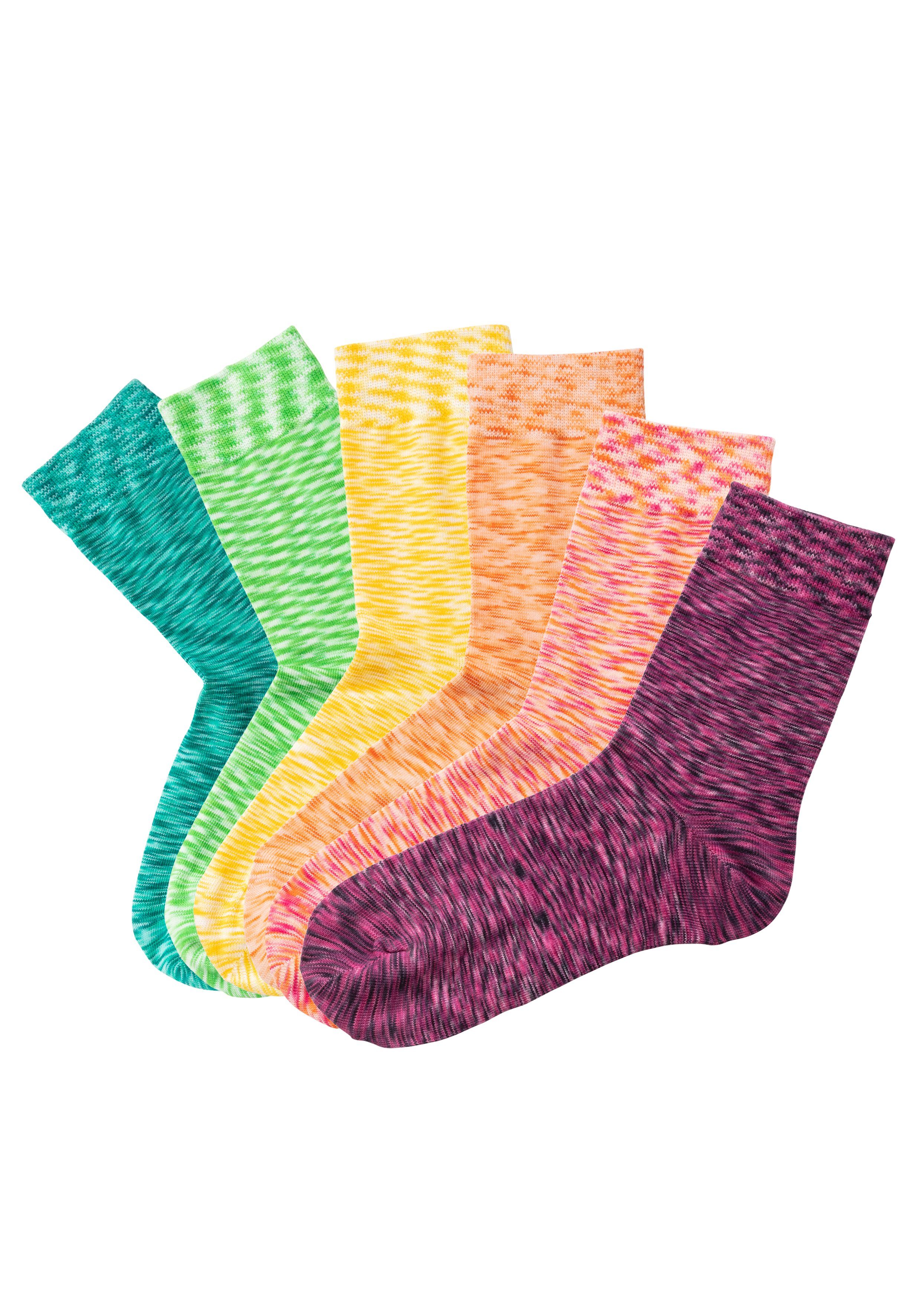 Lico Freizeitsocken (Set, 6-Paar) mit farbigem Garn