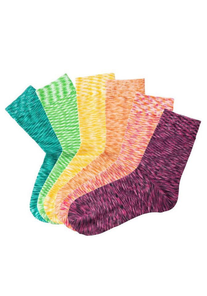 Lico Freizeitsocken (Set, 6-Paar) mit farbigem Garn