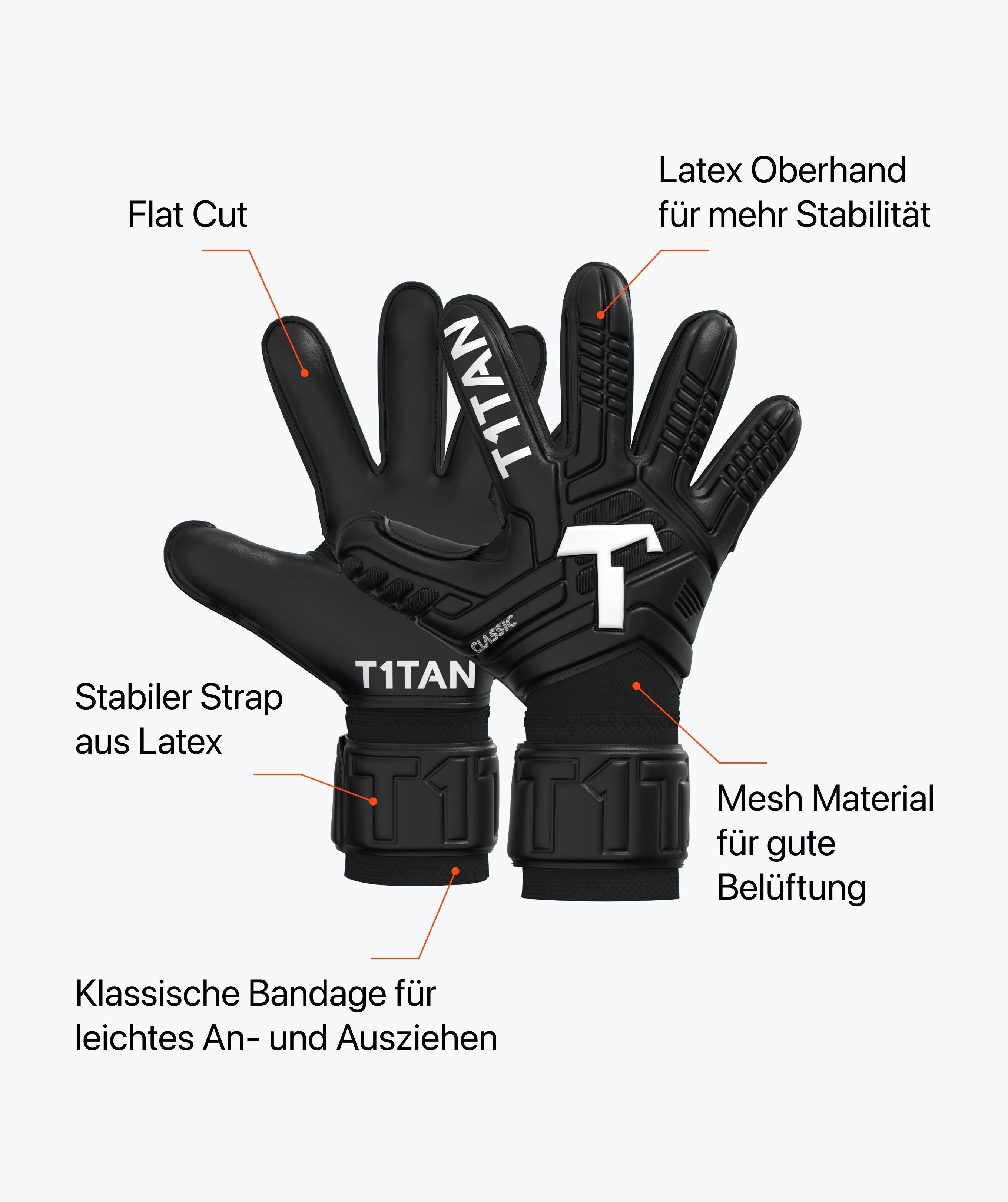 T1TAN Torwarthandschuhe Erwachsene Classic Black-Out, Größe 6-11 – Bild 5 von 5