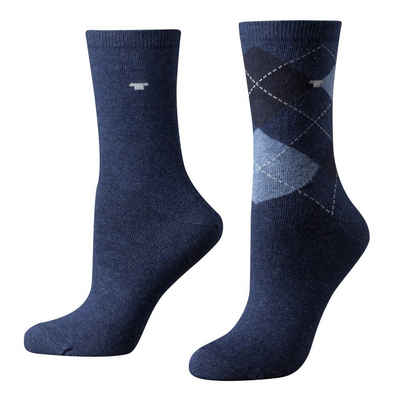 TOM TAILOR Socken 9879546042 Tom Tailor 2er Pack Argyle Women Socks 9879 dunkel-blau melange Doppelpack Strümpfe Socken Raute-ndesign+uni