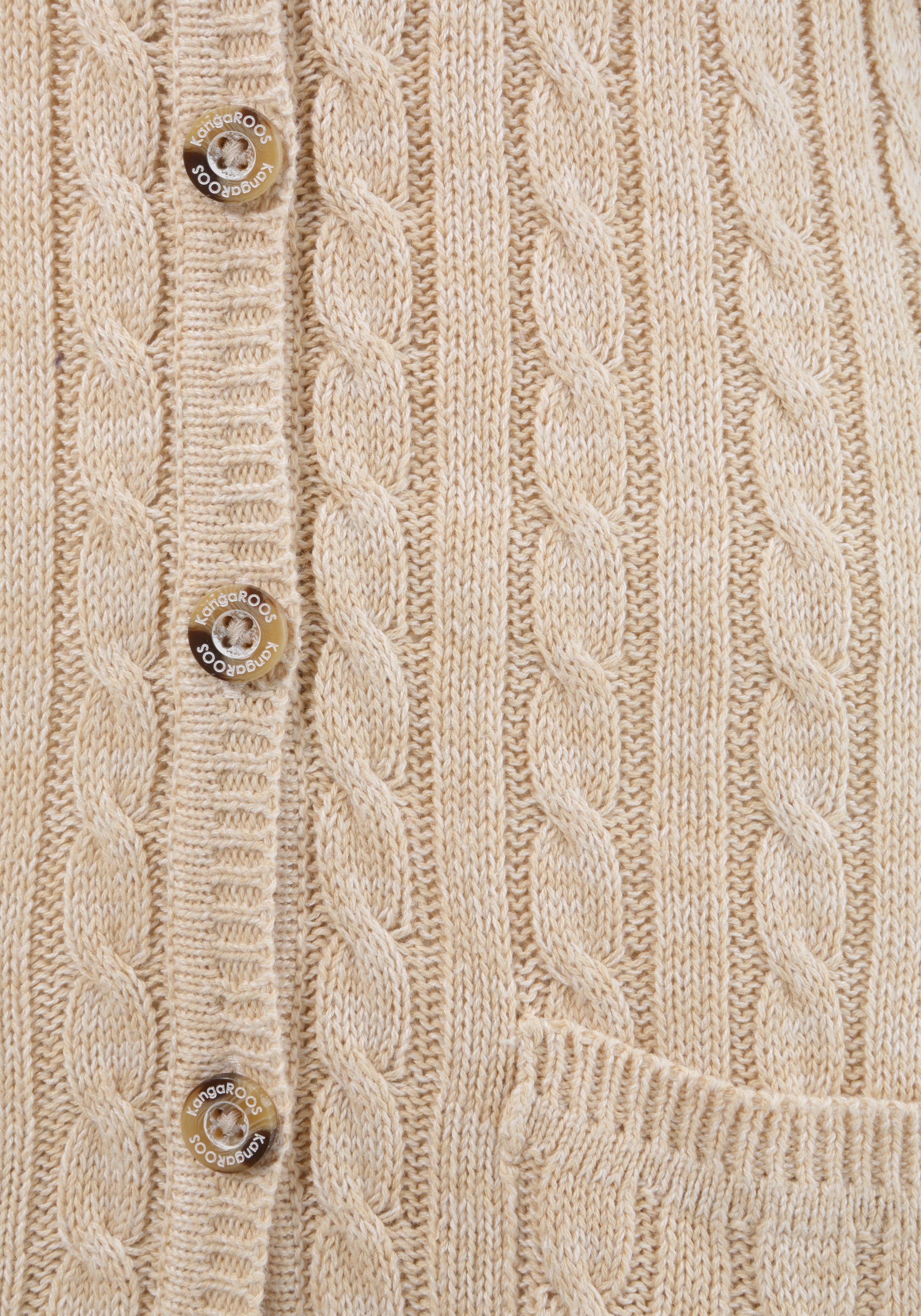 KangaROOS Longstrickjacke mit trendigem Zopfmuster und Taschen