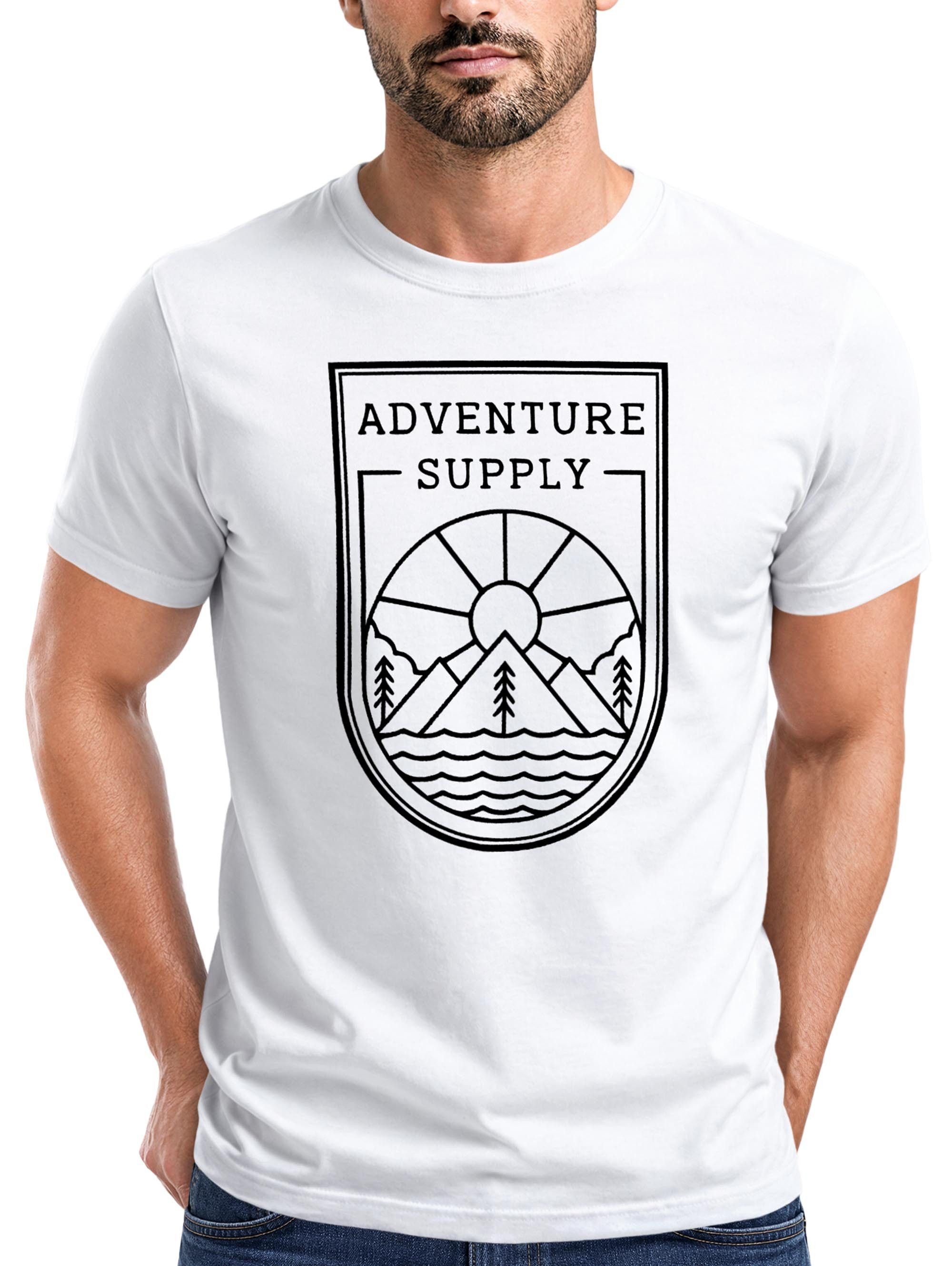 Neverless Print-Shirt Herren T-Shirt Adventure Supply Wanderlust Fernweg Wandern Berge mit Print