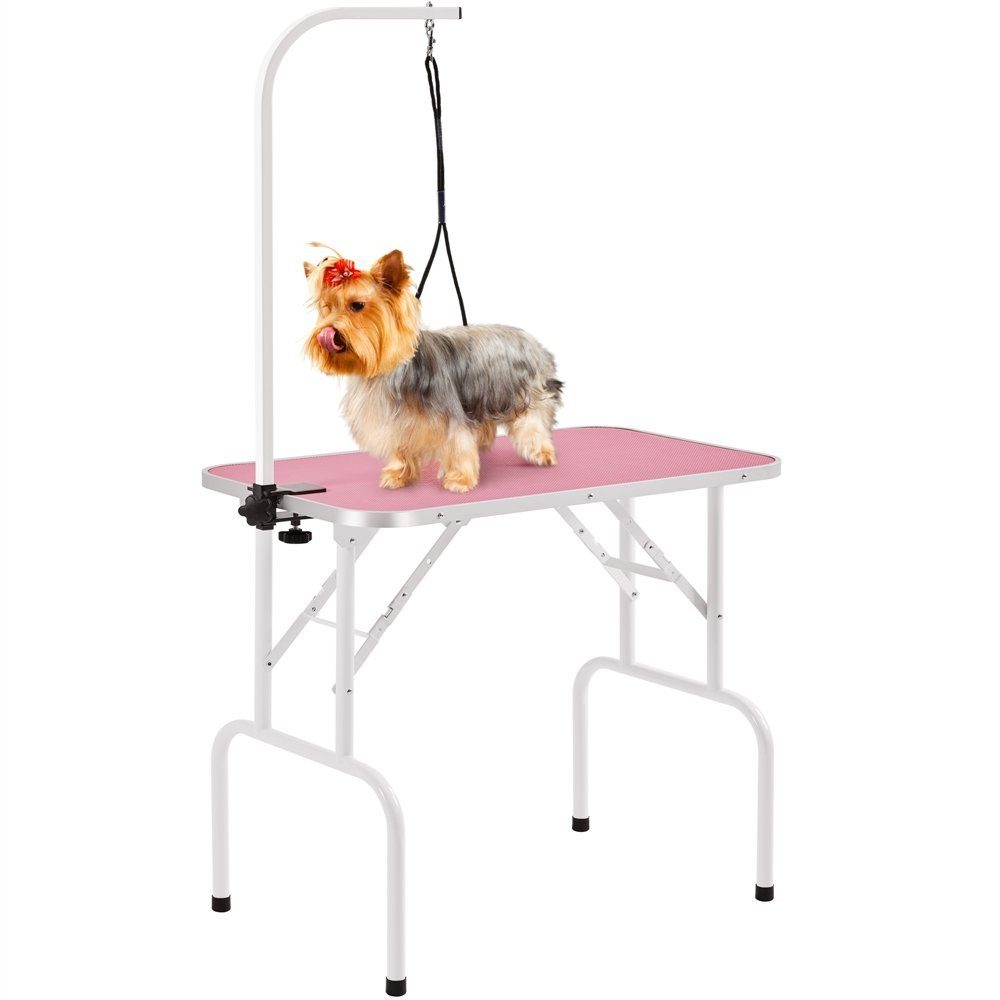 Yaheetech Arbeitstisch, Hundepflegetisch für Pudel Fellpflege, rutschfest Rosa | Tische