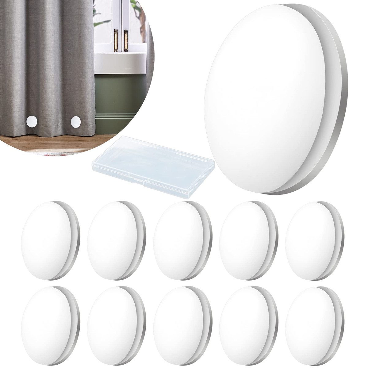 Novzep Duschvorhangklammer 10er-Pack runde magnetische Vorhanggewichte, stark & wasserdicht, (10-St)