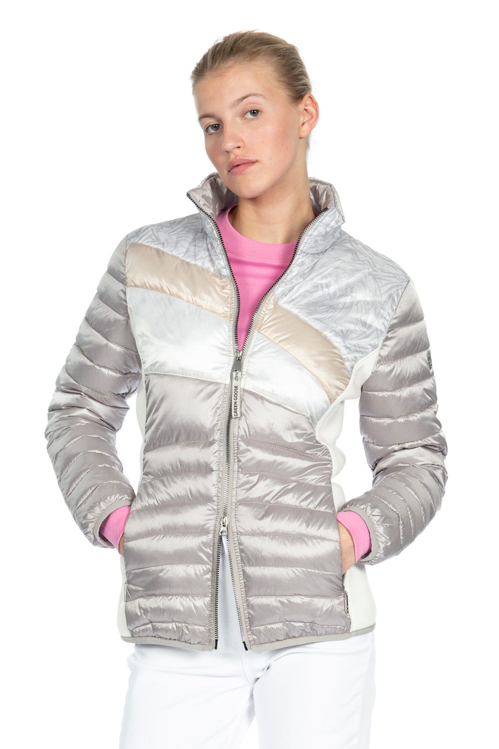 Green Goose Steppjacke Jacke Colorblocking mit Bogenstepp "Bright recycled" (1-St)