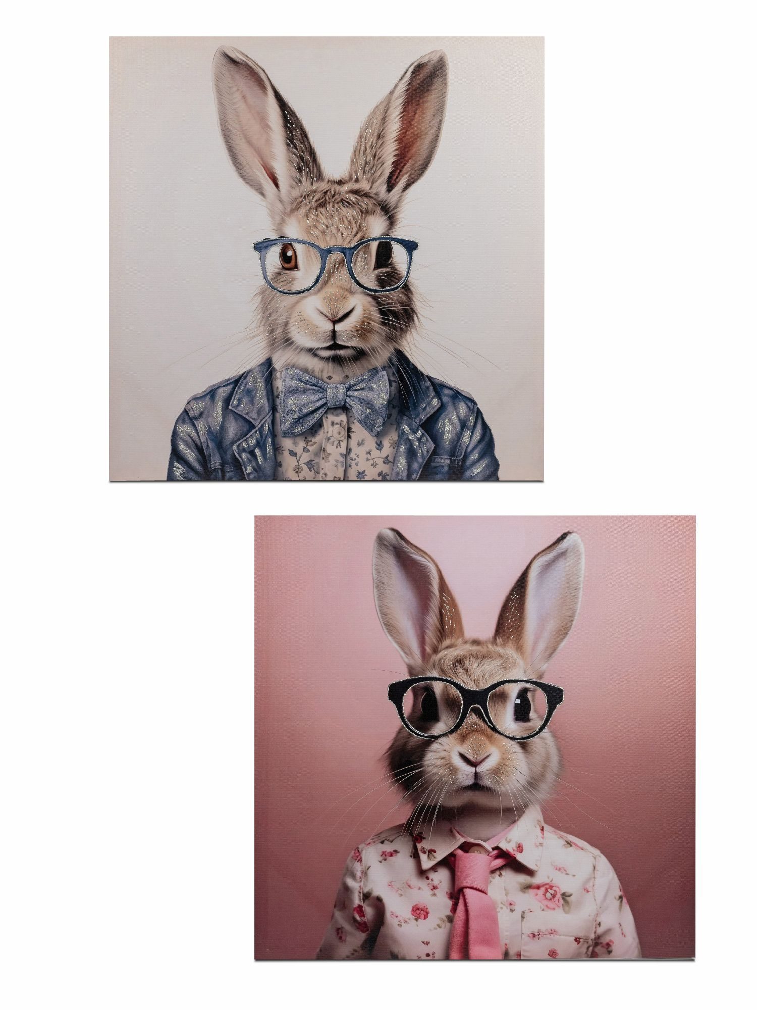 formano Leinwandbild Pop Art Tiere im Anzug, Hasen, Höhe: 60cm, Farbe: Mehrfarbig, Motiv: Hasen