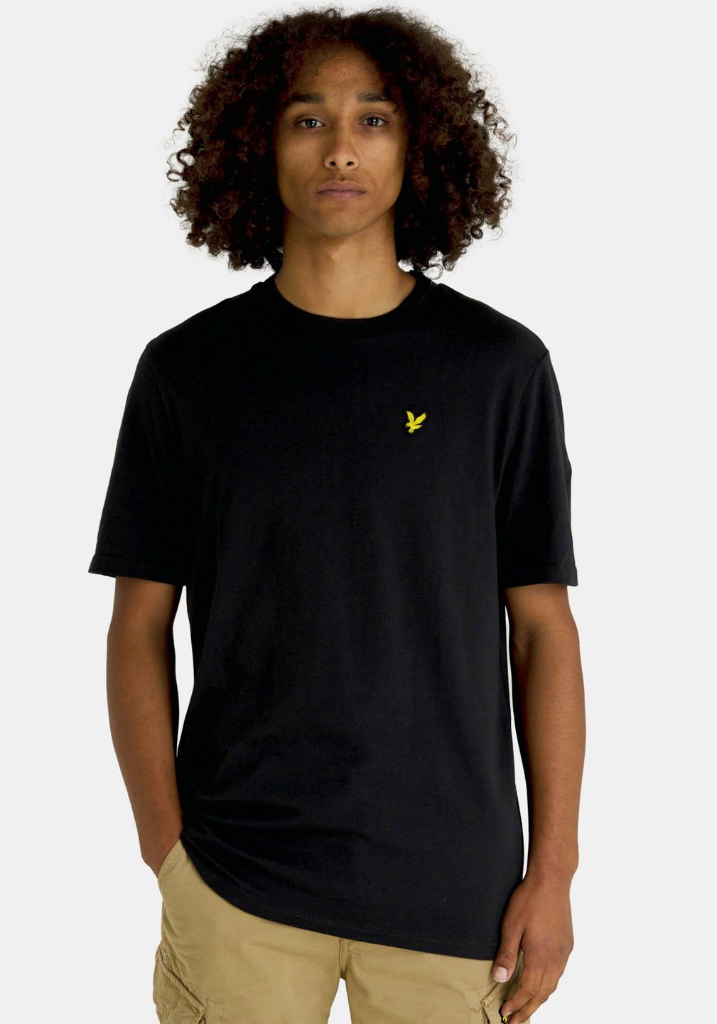 Lyle & Scott T-Shirt mit Logostickerei auf der Brust schwarz