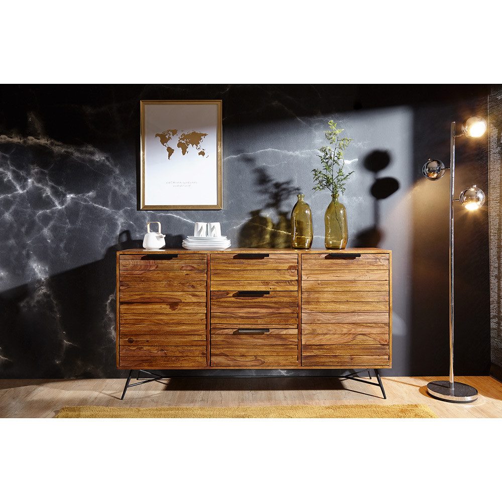 Lomadox Sideboard, Design Massiv Holz, Industrial-Design B/H/T ca. 160/88/40cm