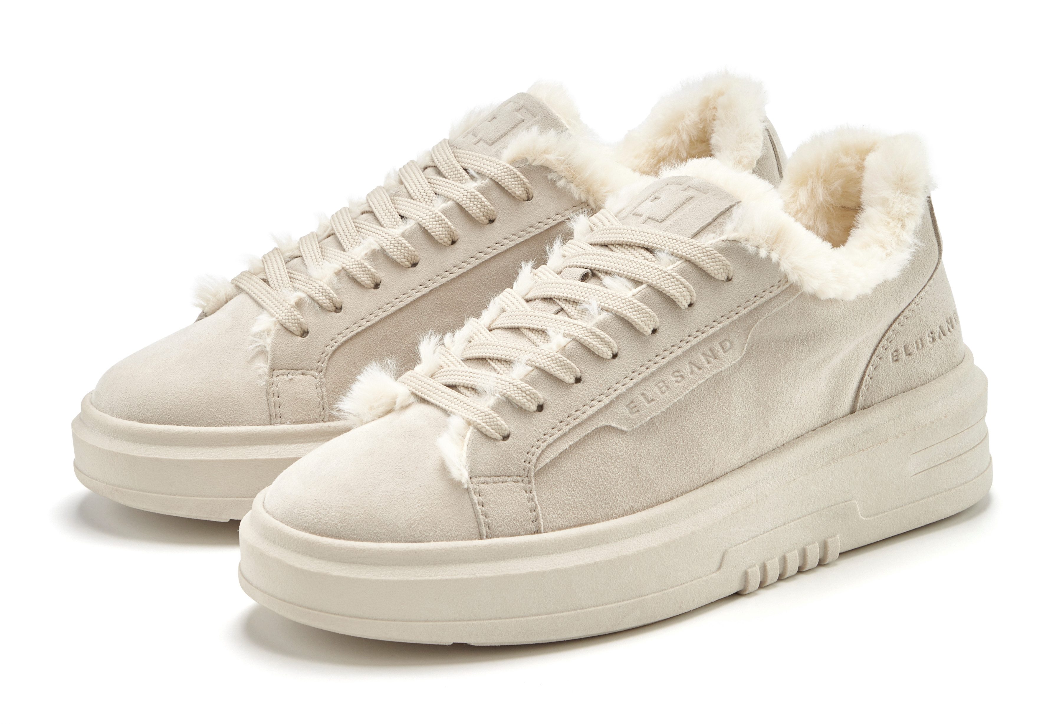 Elbsand Schnürschuh, Turnschuh, Schnürhalbschuh, Freizeitschuh, Ledersneaker Sneaker NEU aus Leder mit kuscheligem Warmfutter und Plateausohle