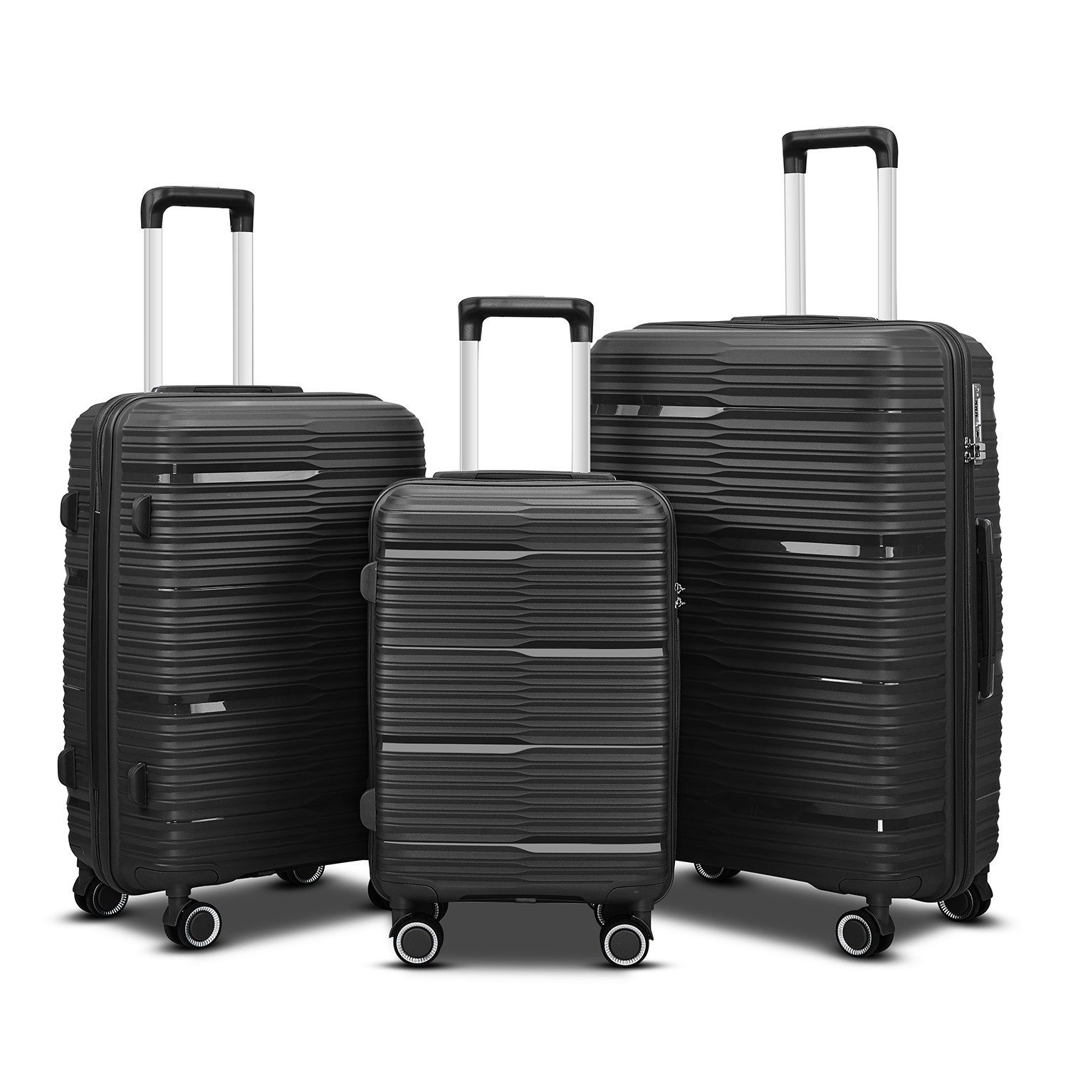 Barut Trolleyset PP Reisekofferset Schwarz, (Set, 3 tlg., MS-19061)
