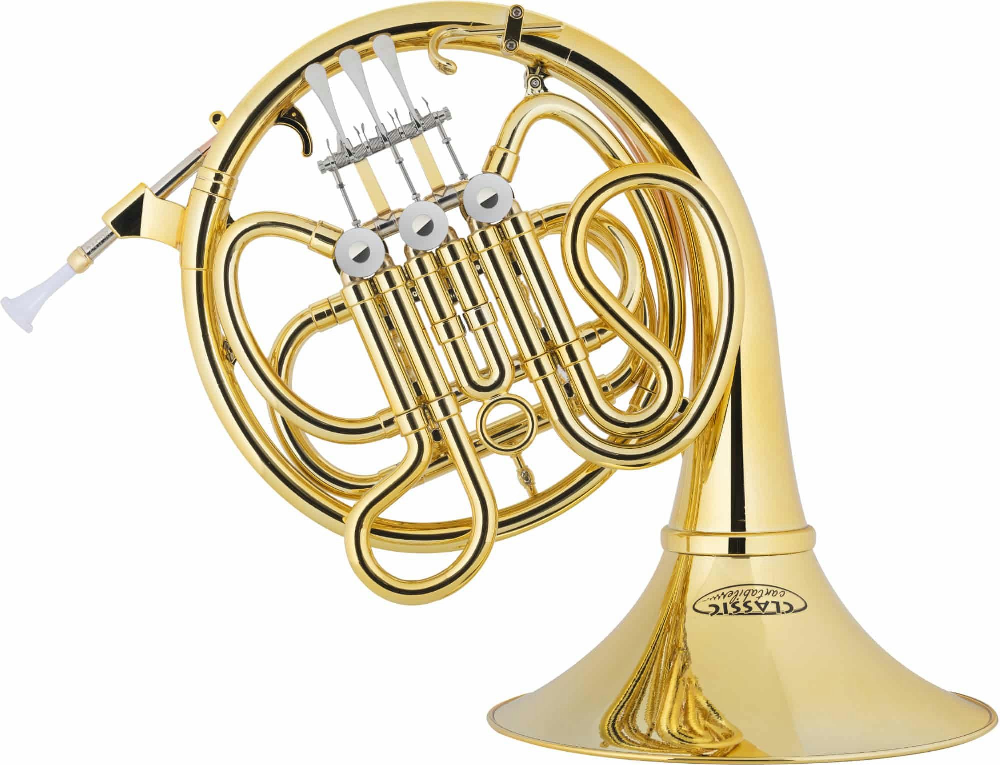 Classic Cantabile Horn WH-20 MardiBrass Kunststoff F-Waldhorn - Perfekt für unterwegs - F, Spar-Set, inkl. Gigbag mit Rucksackgurten, Drückermechanik aus Metall mit Kugelgelenken