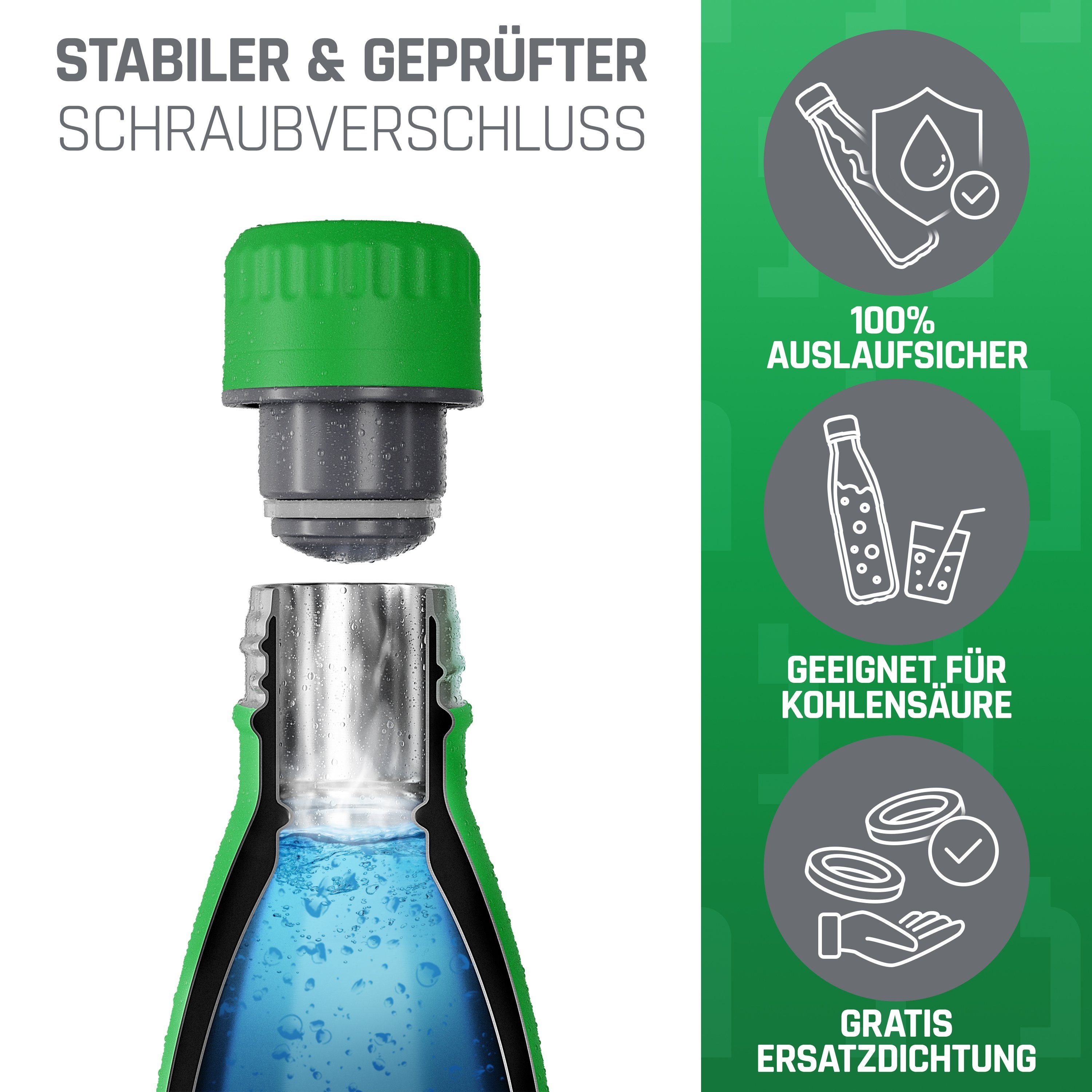 aus Grün / bruchfest Trinkflasche - Isolierflasche Anthrazitgrau doppelwandig, auslaufsicher, Edelstahl, 500ml TWEE+ boddels