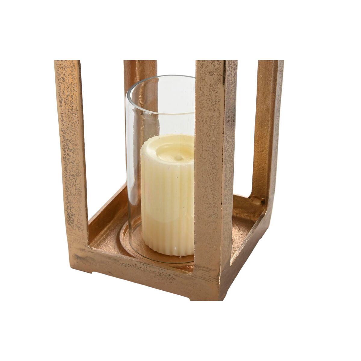 Bigbuy Windlicht Windlicht Laterne Gold Aluminium Glas Modern 15 x 15 x 59 cm für Innen