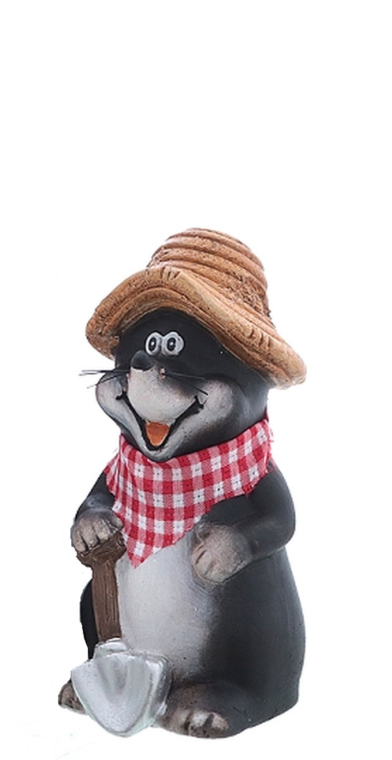 Dragimex Gartenfigur Deko Maulwurf mit Halstuch – Keramik Tierfigur Garten 26 cm