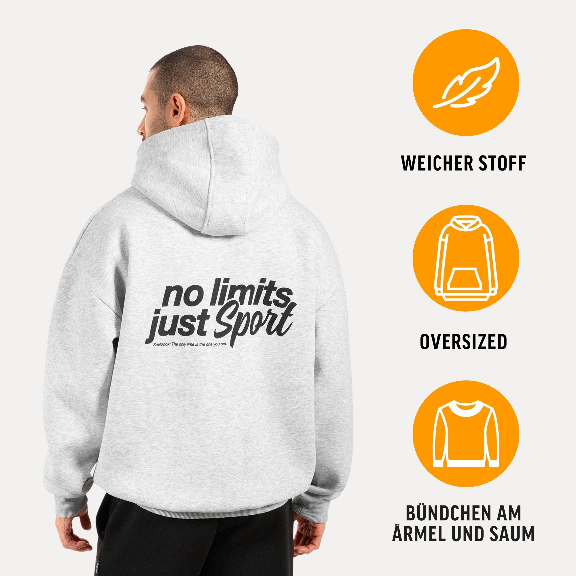 Smilodox Hoodie Fortes, Oversize Kapuzenpullover mit großem Back Print, Swe günstig online kaufen