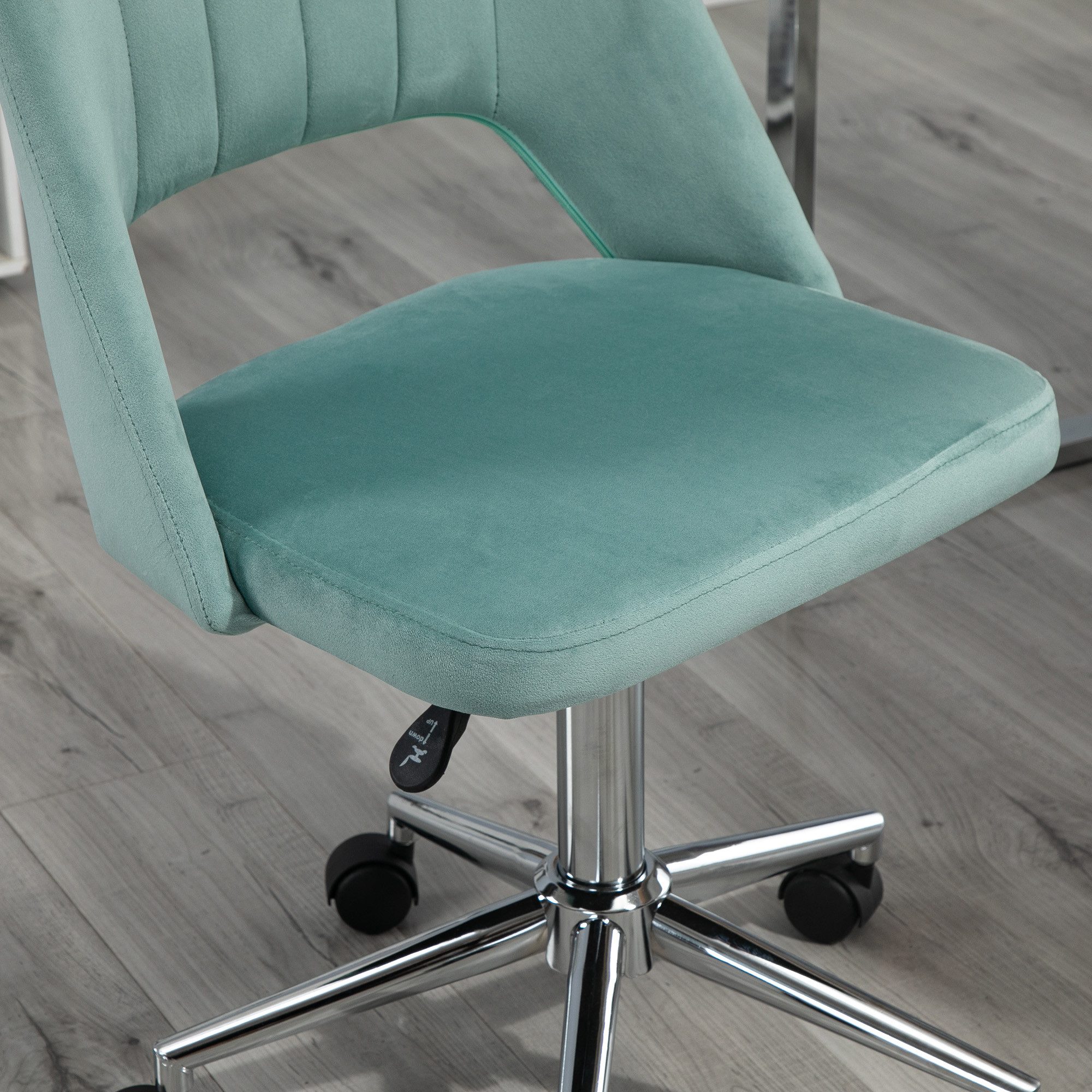 OKWISH Drehstuhl Freizeitstuhl Fernsehsessel (Drehstuhl ohne Armlehnen in Samtoptik – höhenverstellbarer Schminkstuhl & Homeoffice-Stuhl für Damen & Studenten, ergonomisch & platzsparend), mit Samtoptik