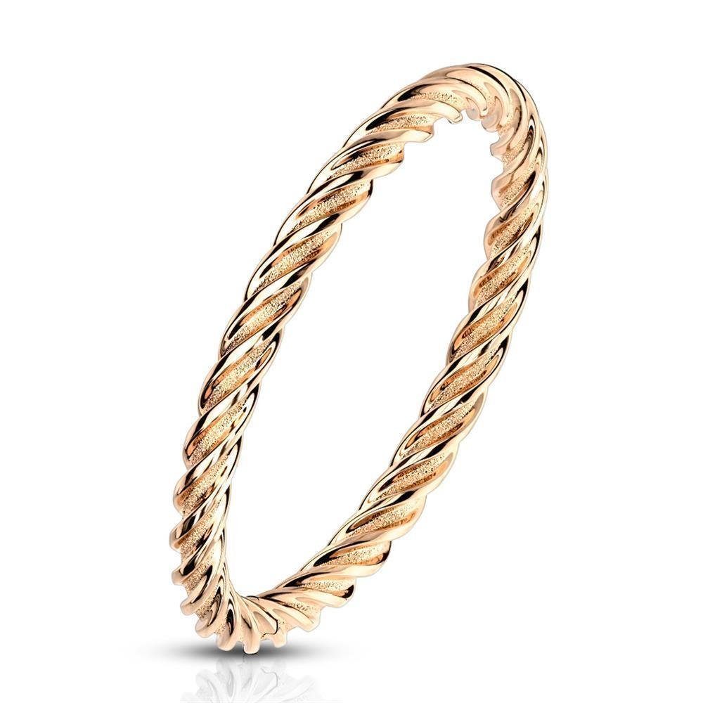 BUNGSA Fingerring Ring in gedrehter Optik aus Edelstahl Unisex 52 (16.6) rosegold (Ring, 1-tlg), Frauen Mädchen