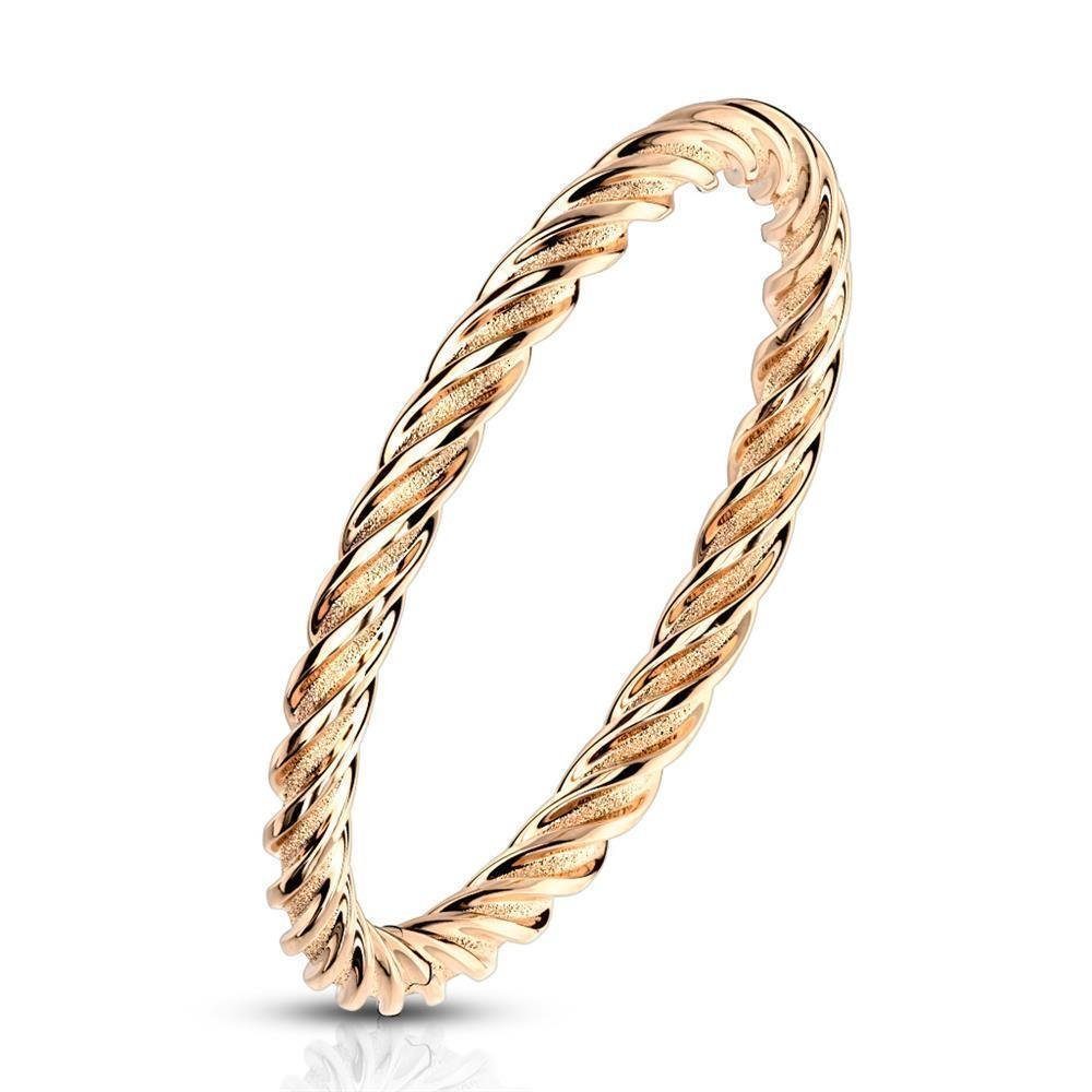 BUNGSA Fingerring Ring in gedrehter Optik verschiedene Farben aus Edelstahl Unisex (Ring, 1-tlg), Frauen Mädchen Rosegold