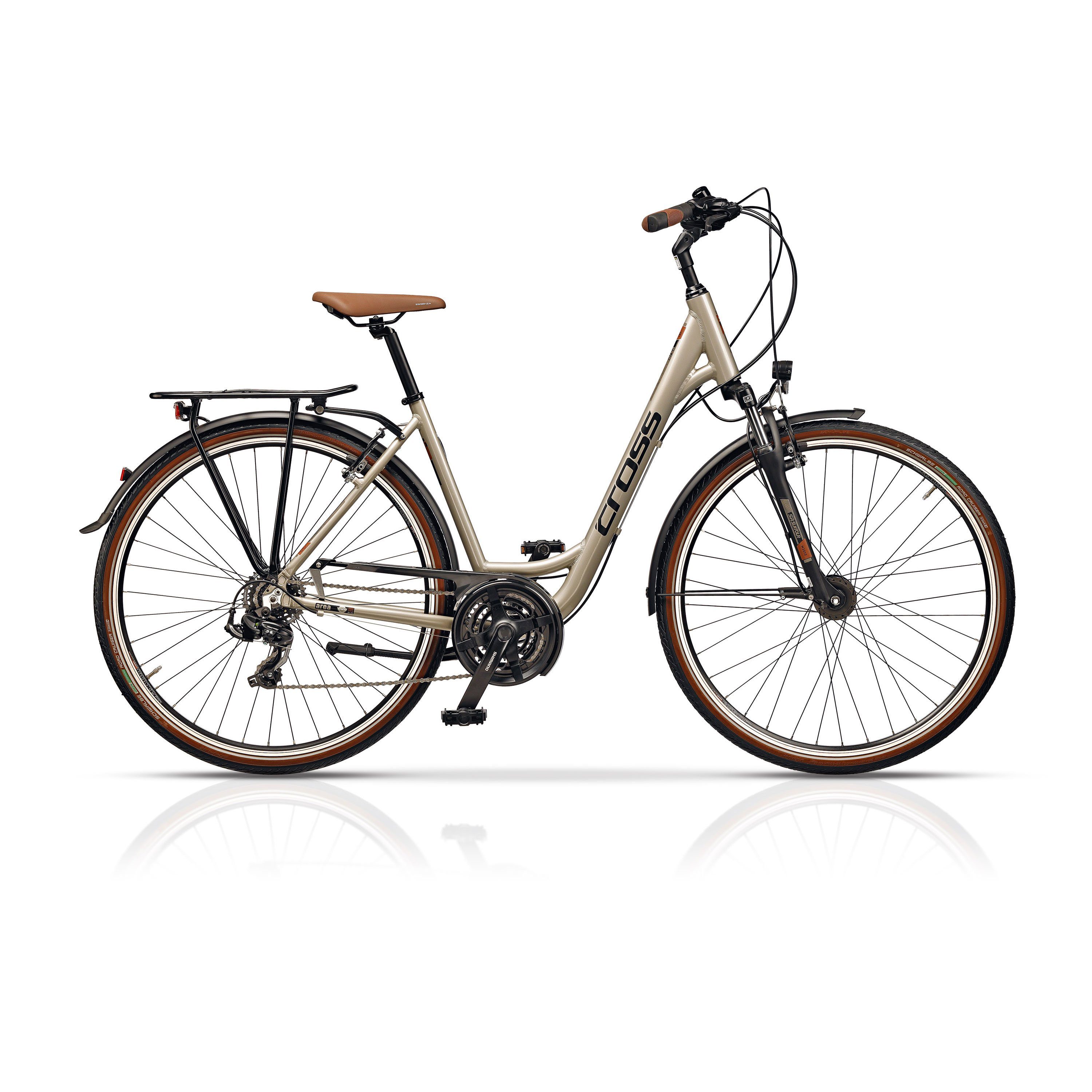 Airtracks Trekkingrad Damen Trekking Fahrrad 28 Zoll AREA LOW STEP, 21 Gang Shimano, Kettenschaltung, (Shimano RD- TY500 SGS), Beige - Rahmenhöhen 46cm, 50cm und 54cm - Modell 2024