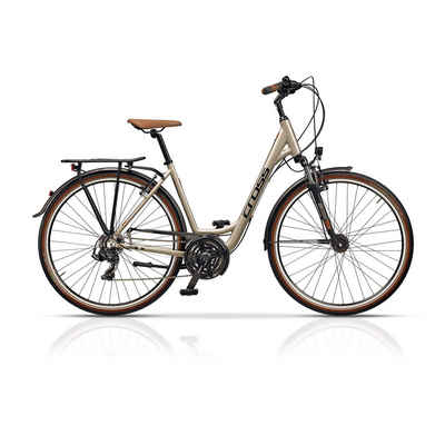 Airtracks Trekkingrad Damen Trekking Fahrrad 28 Zoll AREA LOW STEP, 21 Gang Shimano, Kettenschaltung, (Shimano RD- TY500 SGS), Beige - Rahmenhöhen 46cm, 50cm und 54cm - Modell 2024