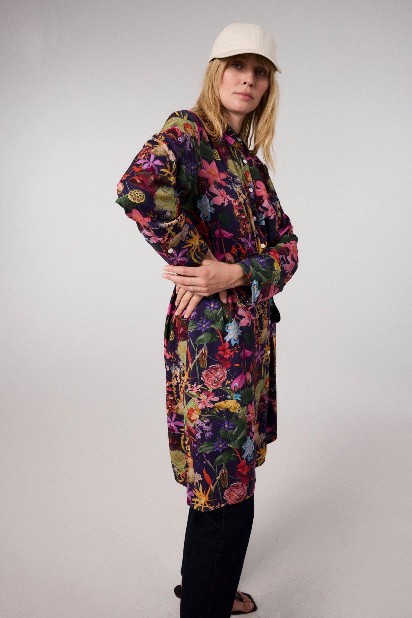 Himalaya Clothing Midikleid Kleid Damen mit lebendigem Blumenprint - Blusen günstig online kaufen