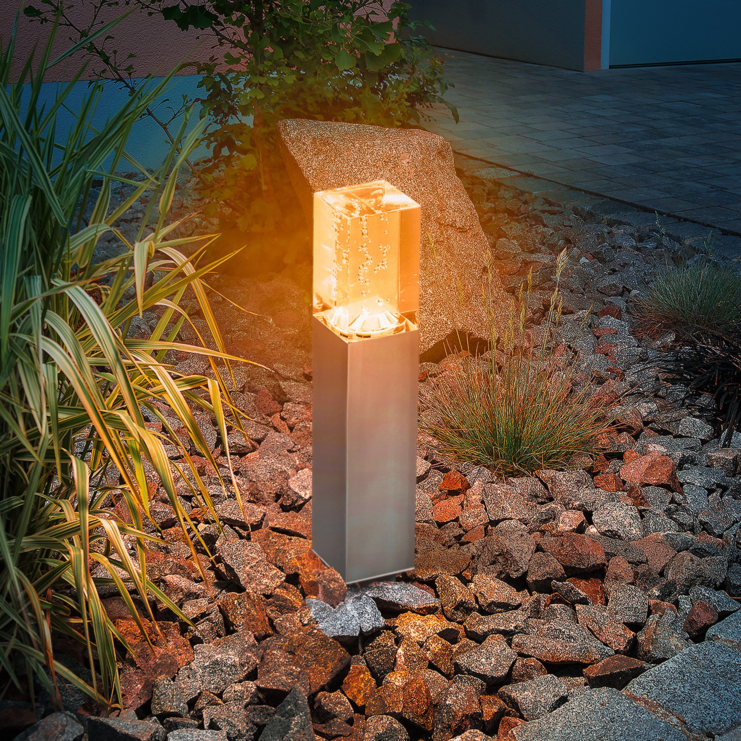 esotec LED Gartenleuchte Wegeleuchte BUBBLE TOWER bernstein-LED H33cm 3000K Luftblasen 103309, LED fest integriert