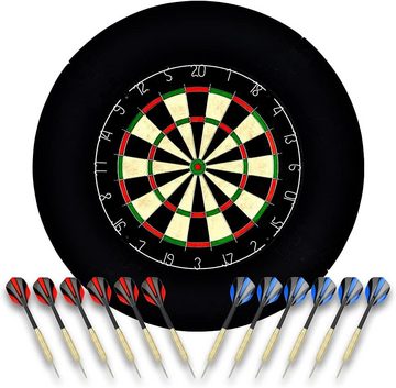 one80 Dartscheibe Professional Dartboard mit 12 Dartpfeilen Profi Set, Sisal/Borsten-Dartscheibe mit Stapelfreiem Dartset 18 g Stahlspitzen