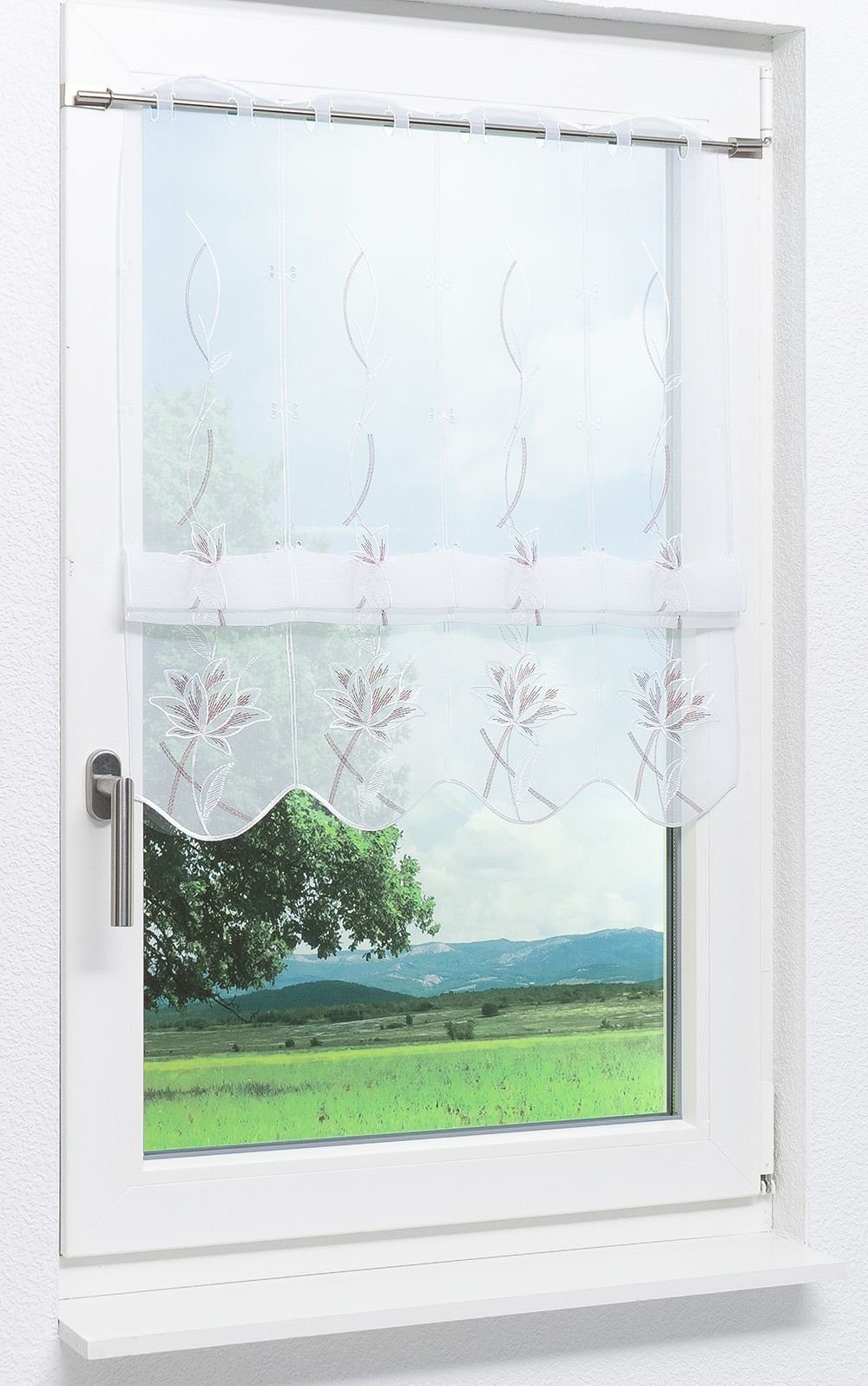 Plauener Spitze® Panneaux Kelchblüten (1 St), transparent, HxB 95x48cm günstig online kaufen