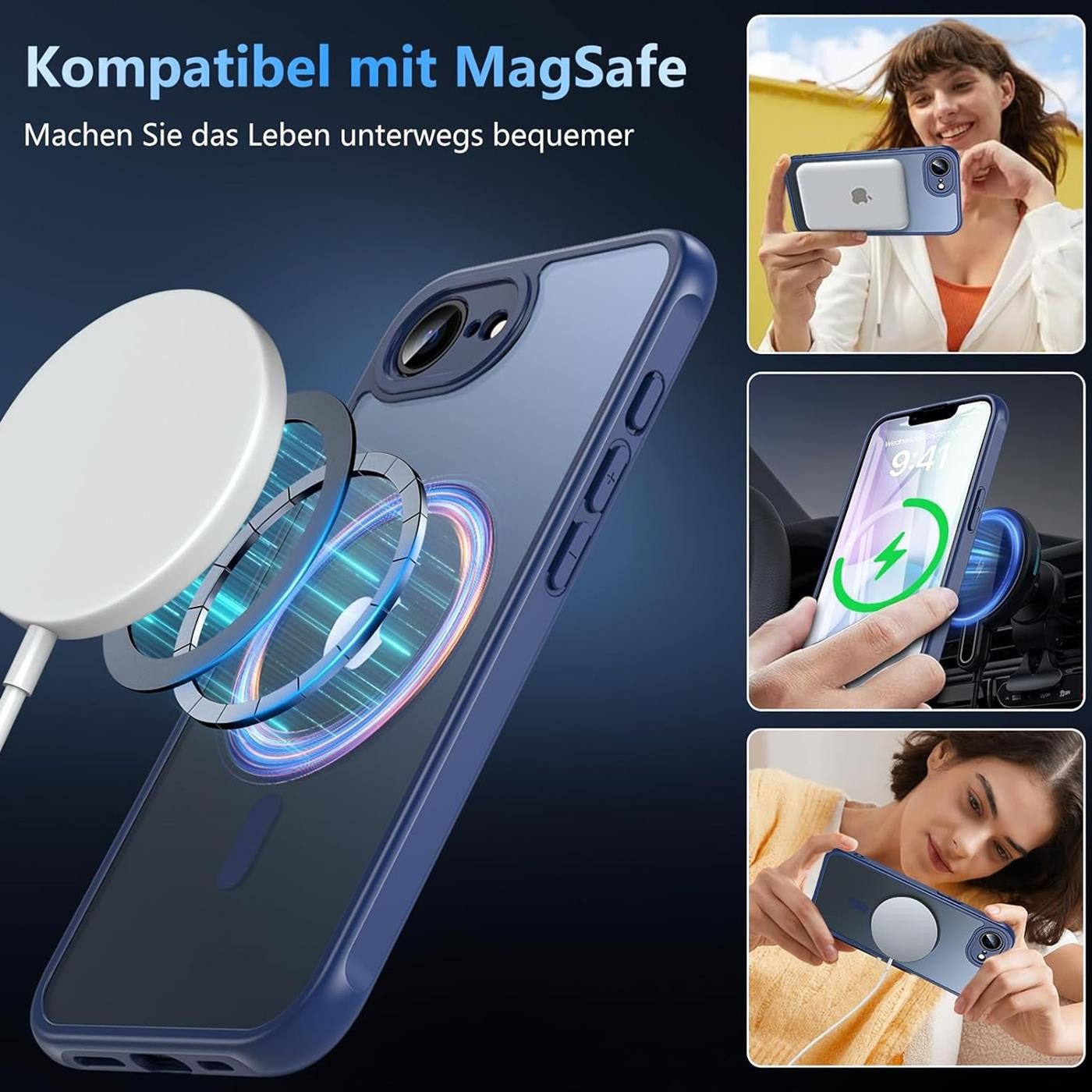 CoolGadget Handyhülle Magnet-Hülle für iPhone 17e / iPhone 16e Schutzhülle magnetisch 6,1 Zoll, Hülle Matt Stoßfest kompatibel mit Magsafe Zubehör Kameraschutz  – Bild 4 von 5